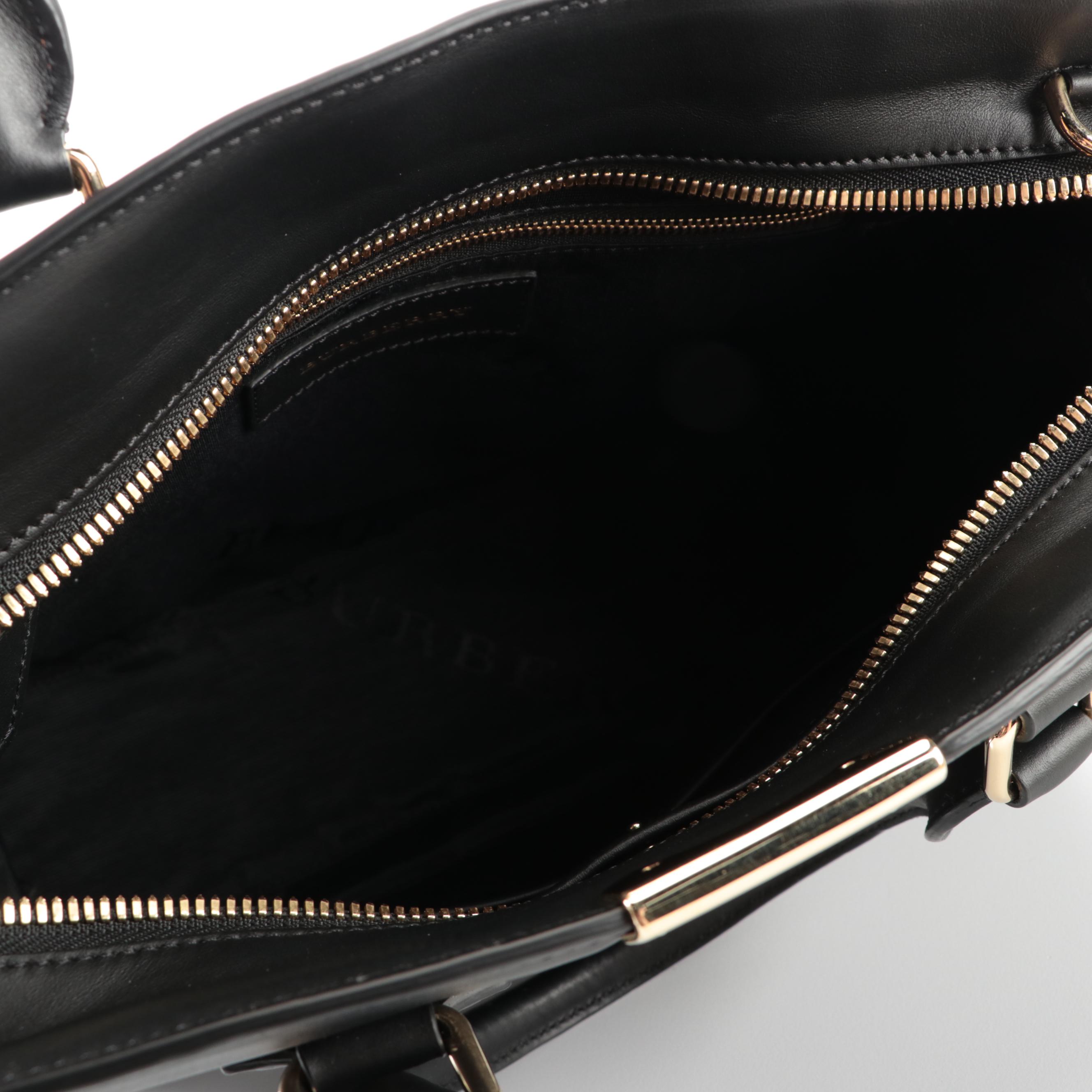Burberry Medium Clifton Convertible Tote in Smooth Black Calfskin with Strap
