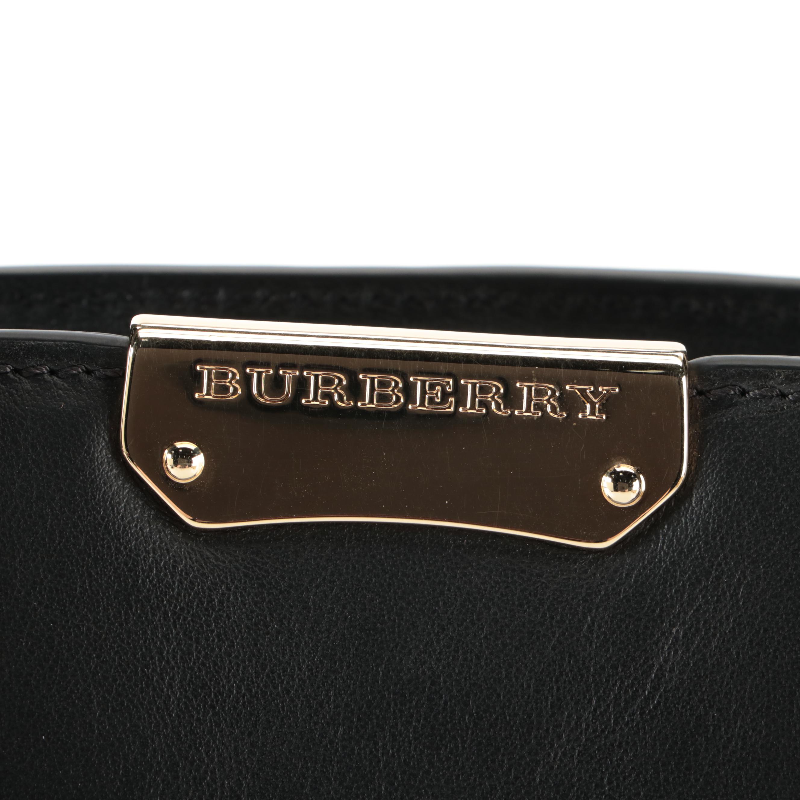 Burberry Medium Clifton Convertible Tote in Smooth Black Calfskin with Strap
