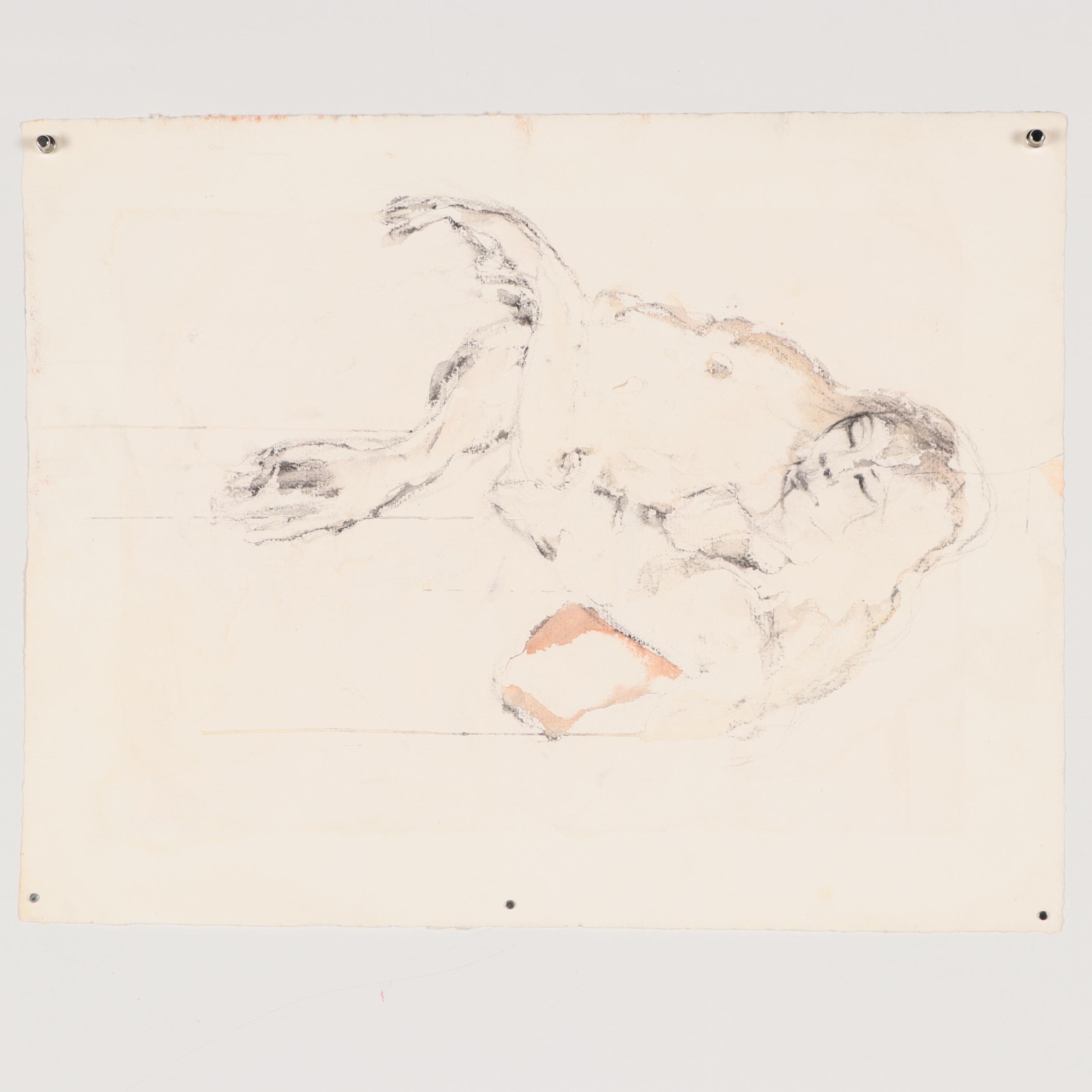 Walter Sorge Watercolor Painting of Horses