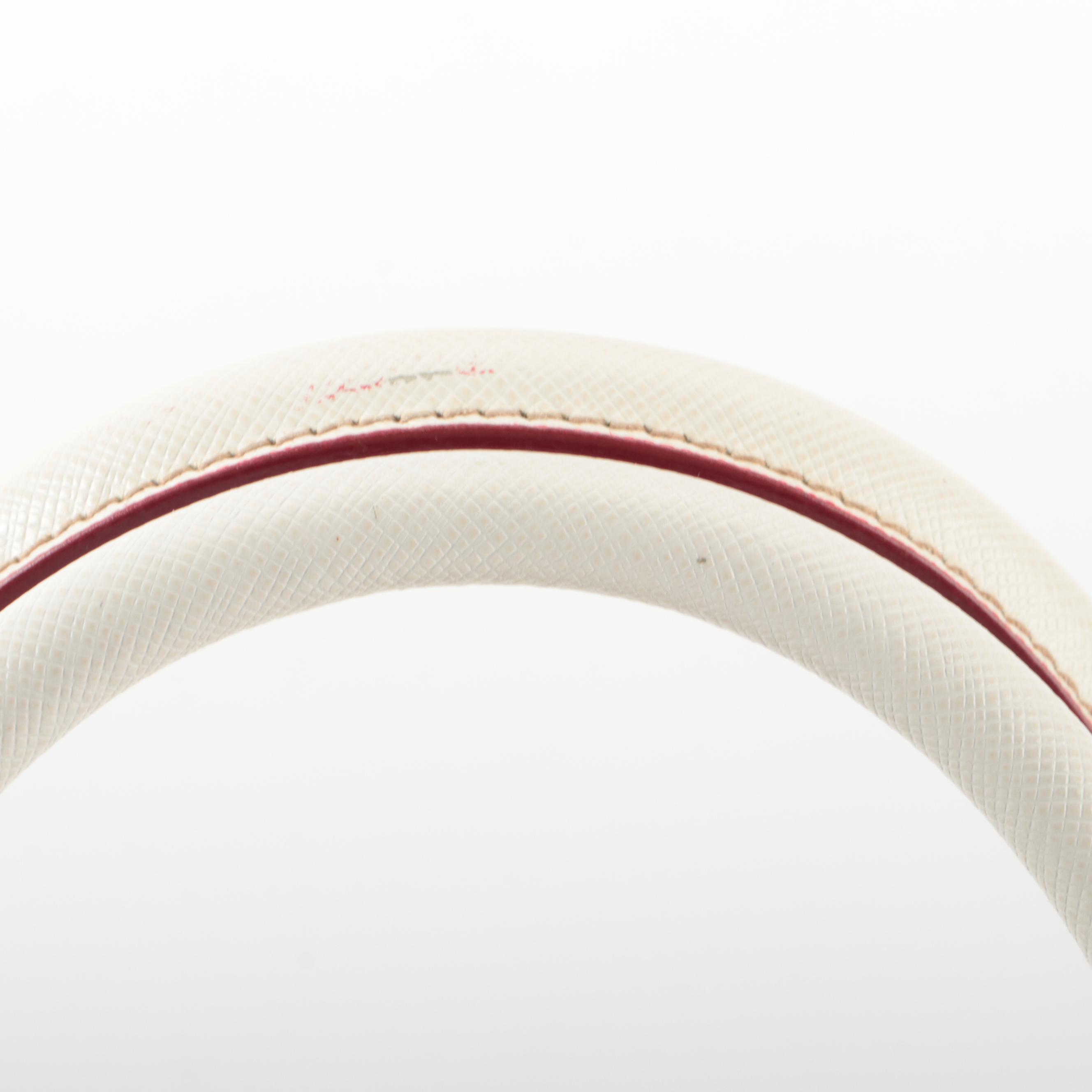 Prada Double Zip Handbag in Grommet Embellished Canvas and Saffiano Leather