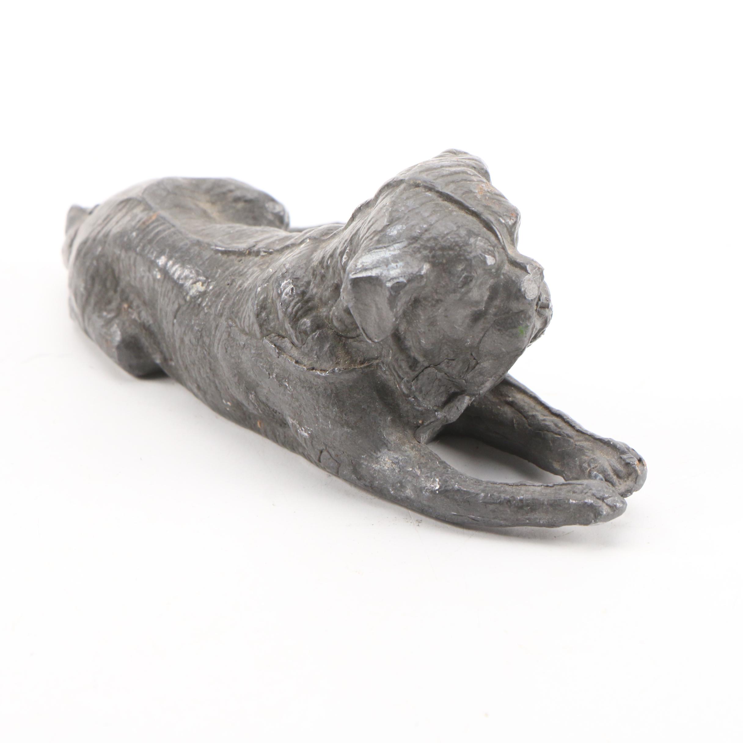 Cast Iron Scottie Dog Doorstop with Other Dog Figurines, Early to Mid-20th C.