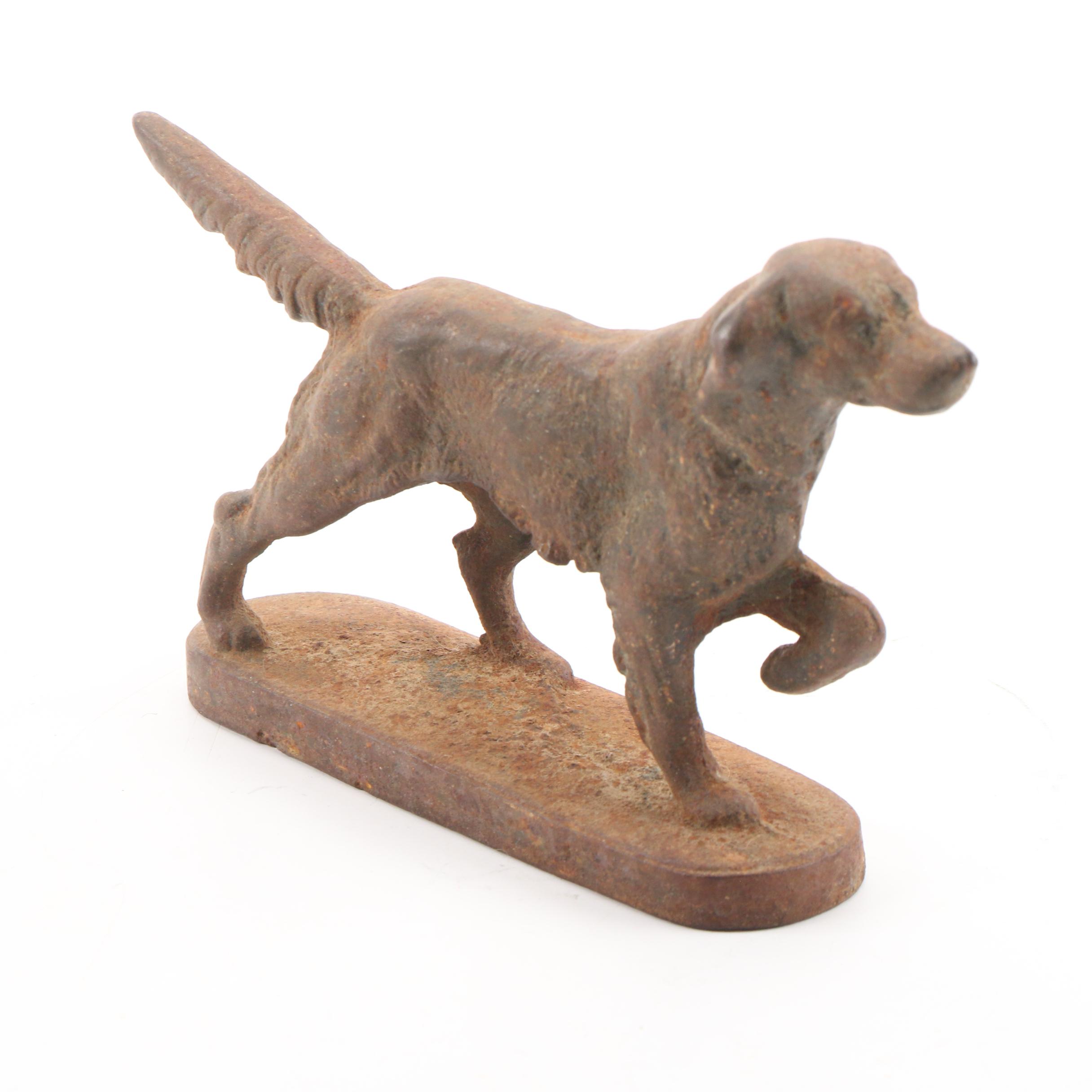 Cast Iron Scottie Dog Doorstop with Other Dog Figurines, Early to Mid-20th C.