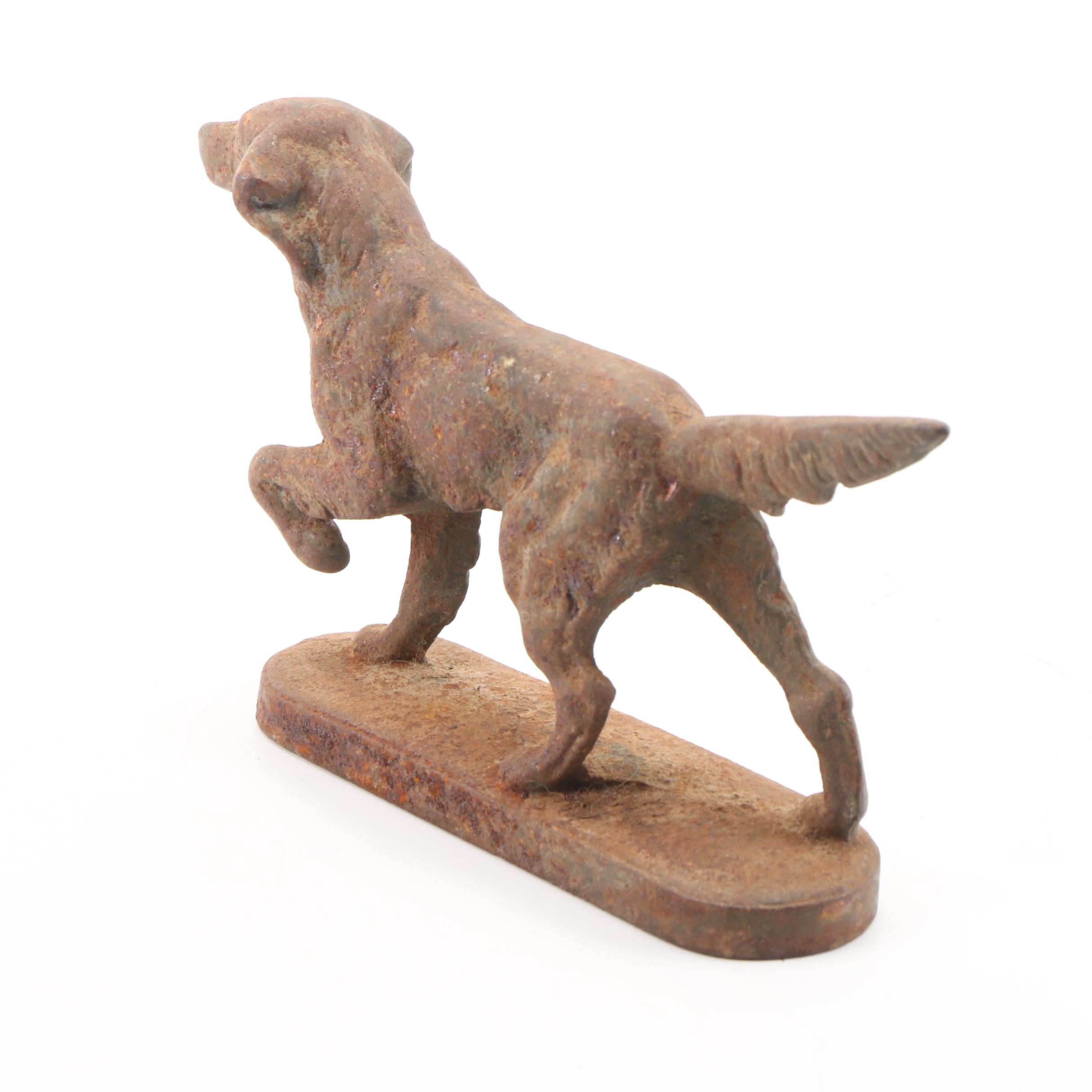 Cast Iron Scottie Dog Doorstop with Other Dog Figurines, Early to Mid-20th C.