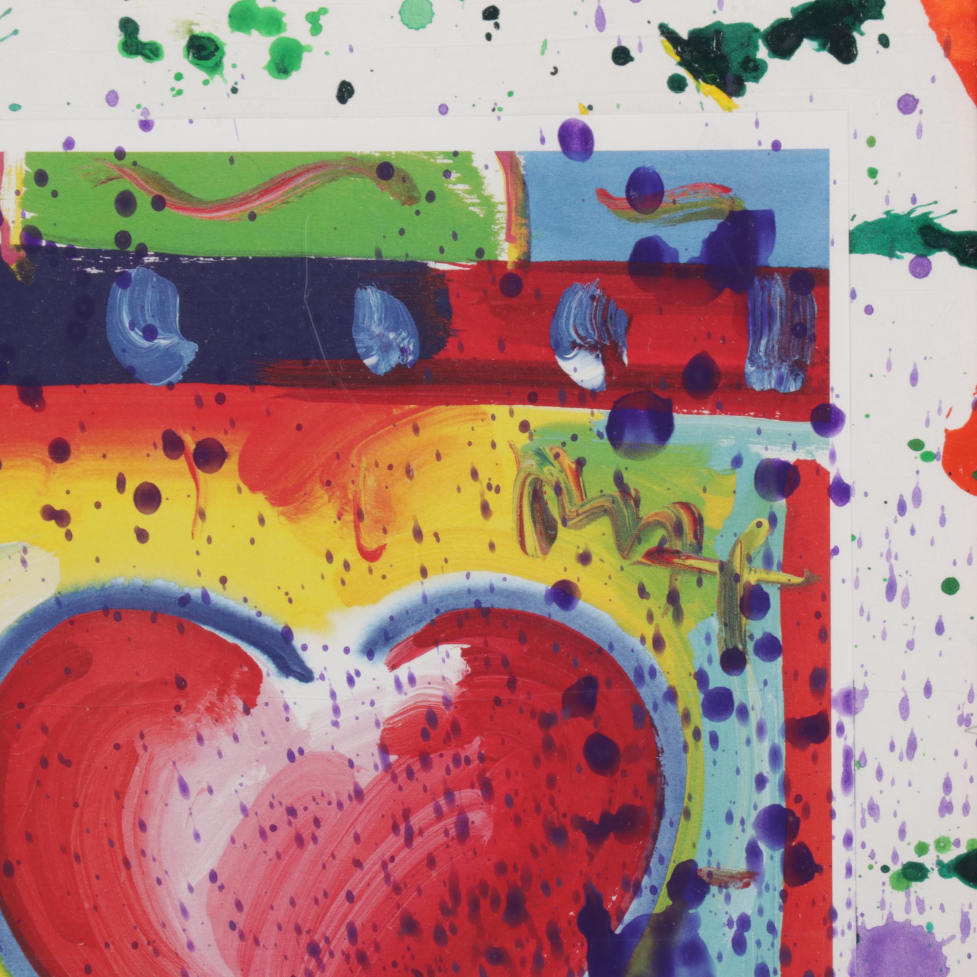 Embellished Offset Lithograph After Peter Max "Valentine"