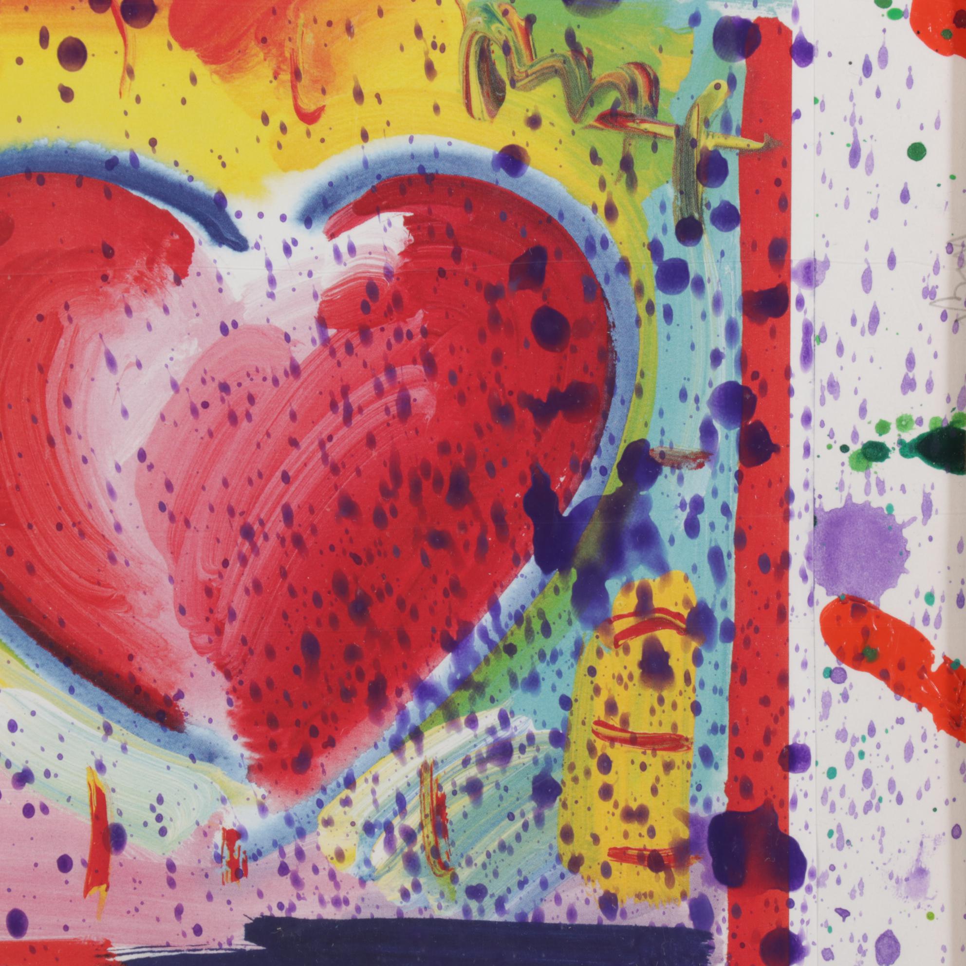 Embellished Offset Lithograph After Peter Max "Valentine"