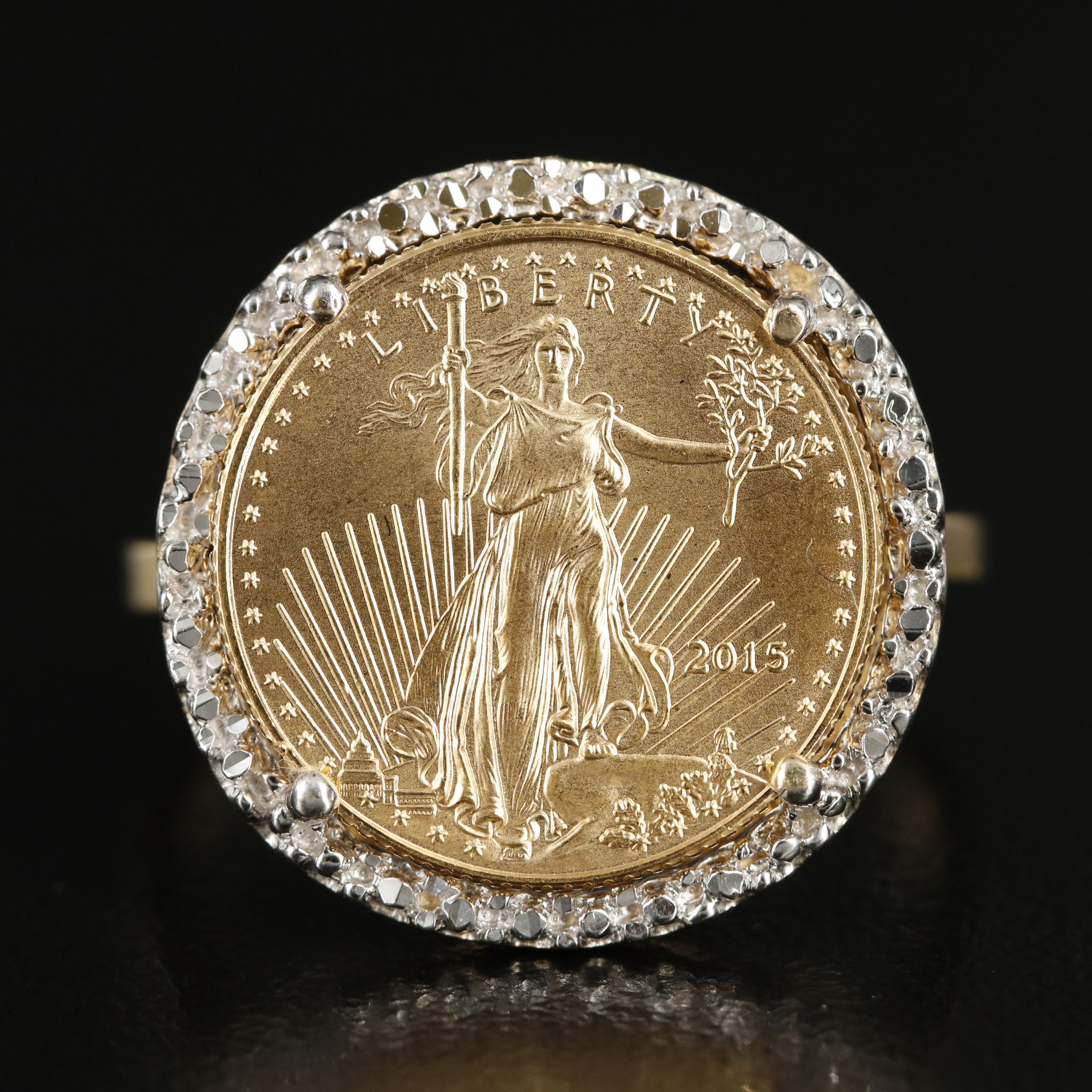 2015 14K American Gold Eagle Coin Ring