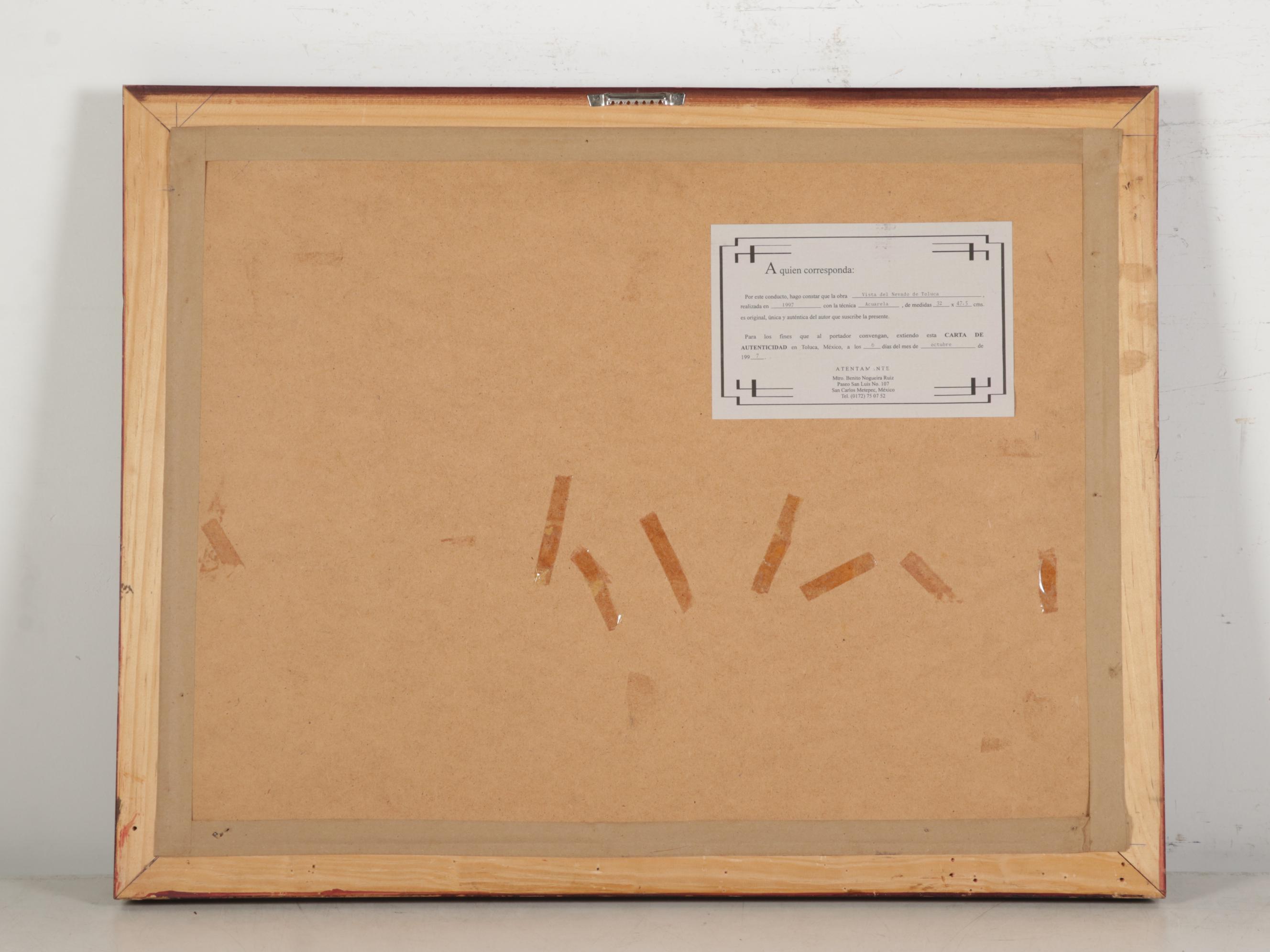 Benito Nogueira Ruiz Watercolor Painting "Vista del Nevado de Toluca," 1997