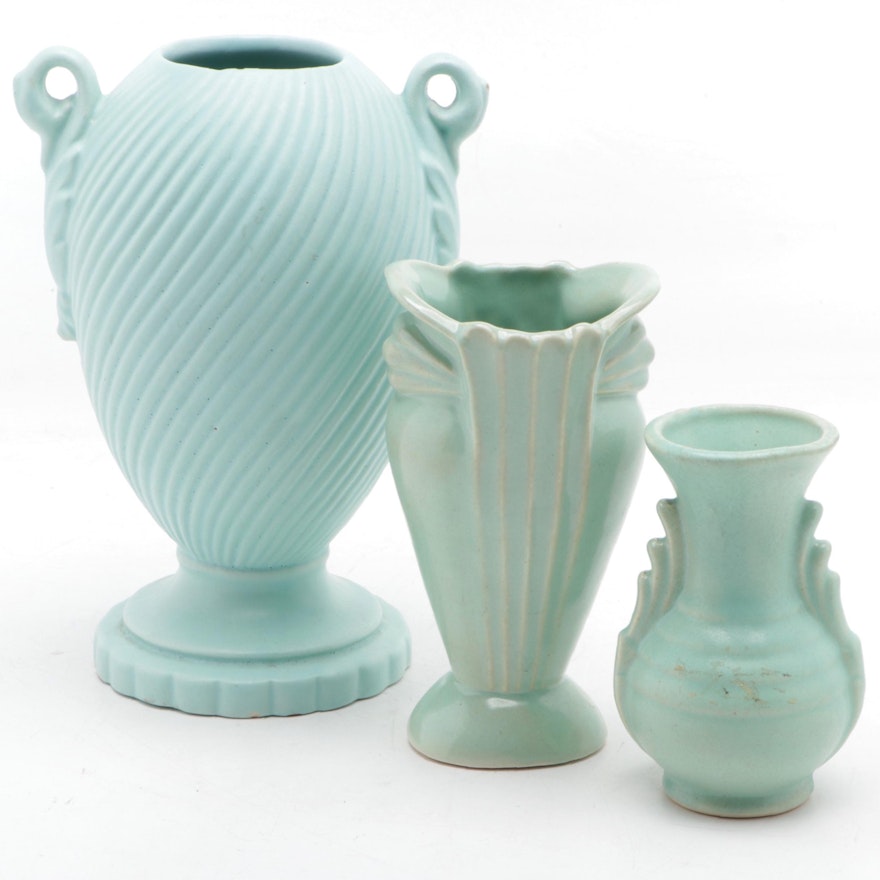 Haeger Green Double Handled and Other American Pottery, Mid-20th Century