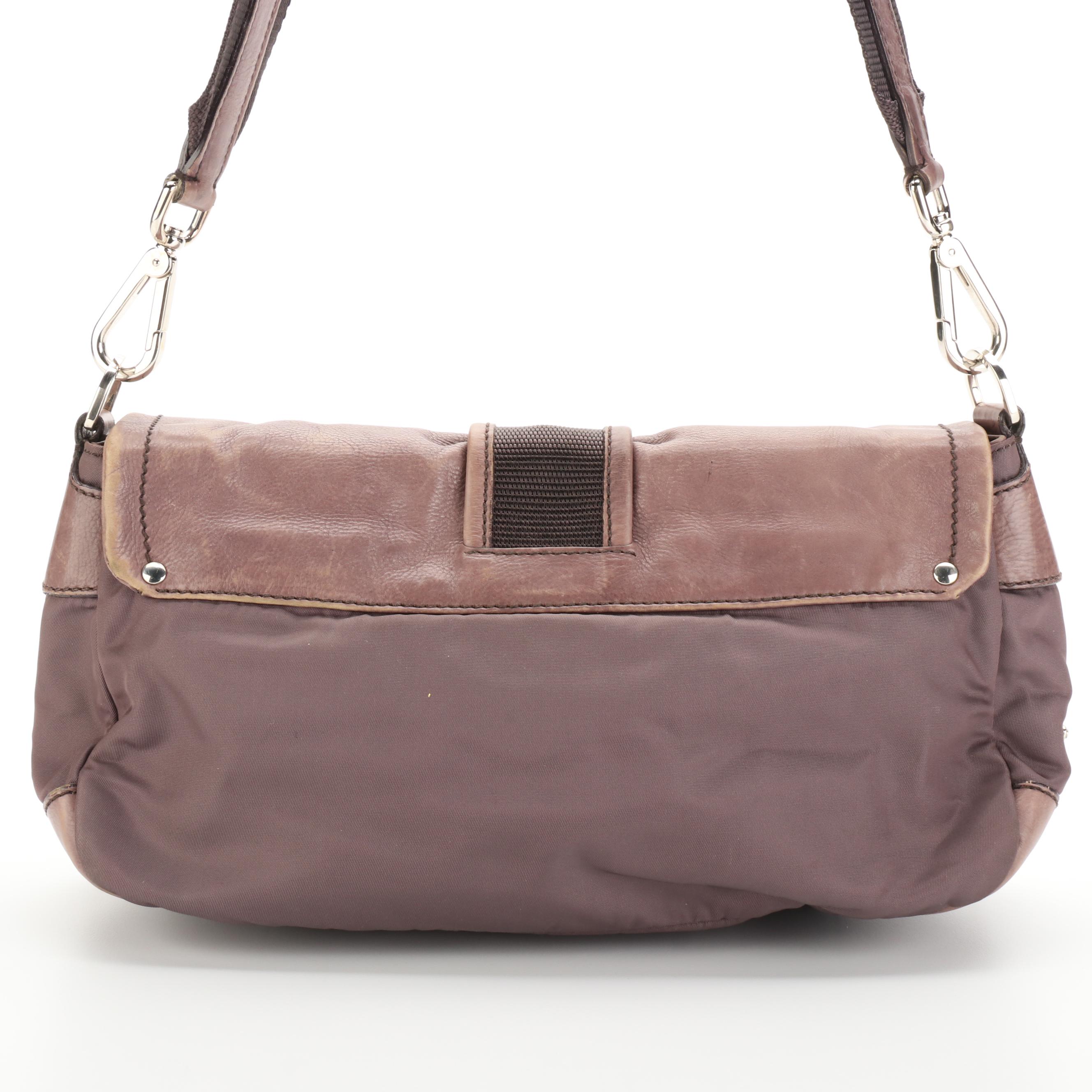 Prada Buckle Bag with Two Front Pockets in Nylon and Leather
