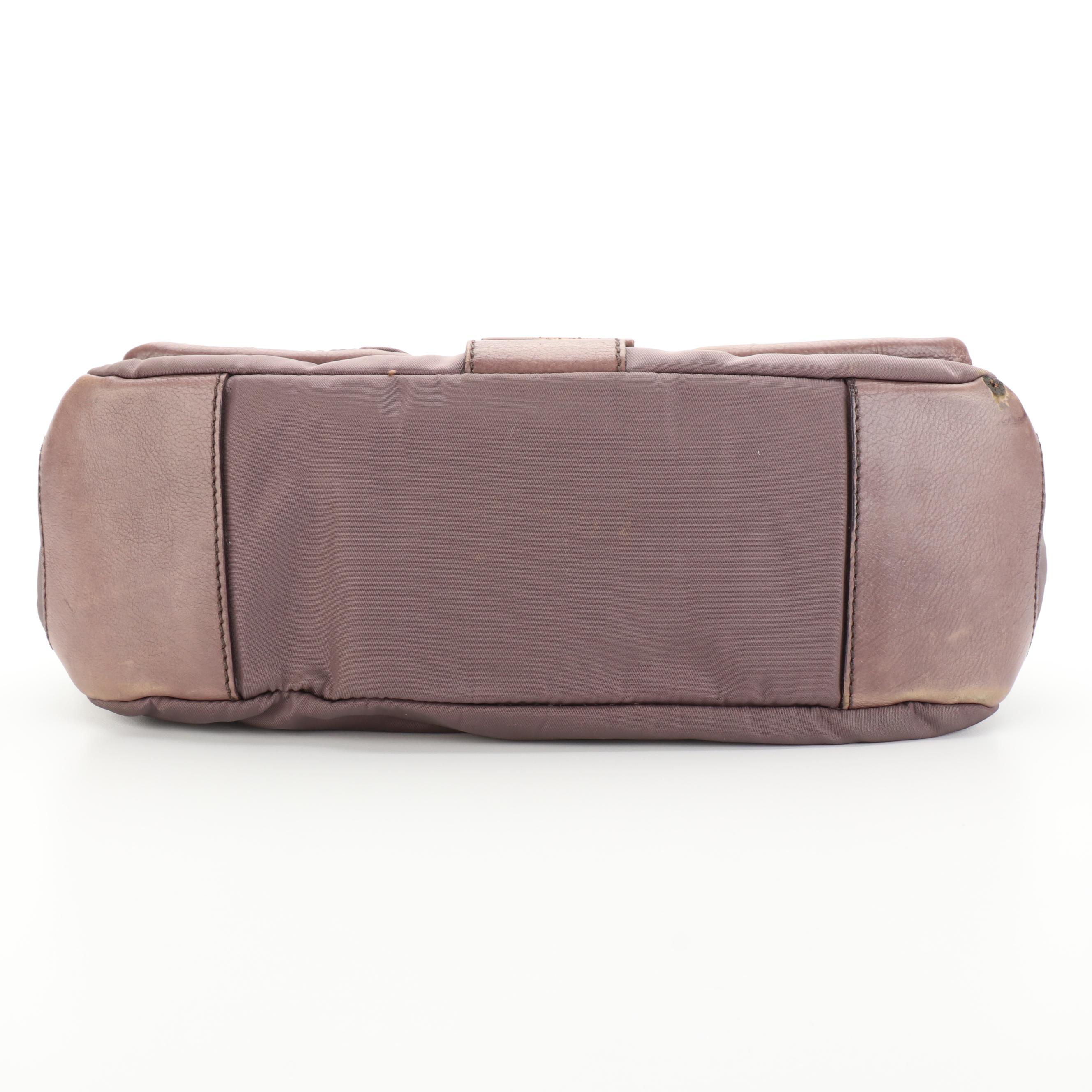 Prada Buckle Bag with Two Front Pockets in Nylon and Leather