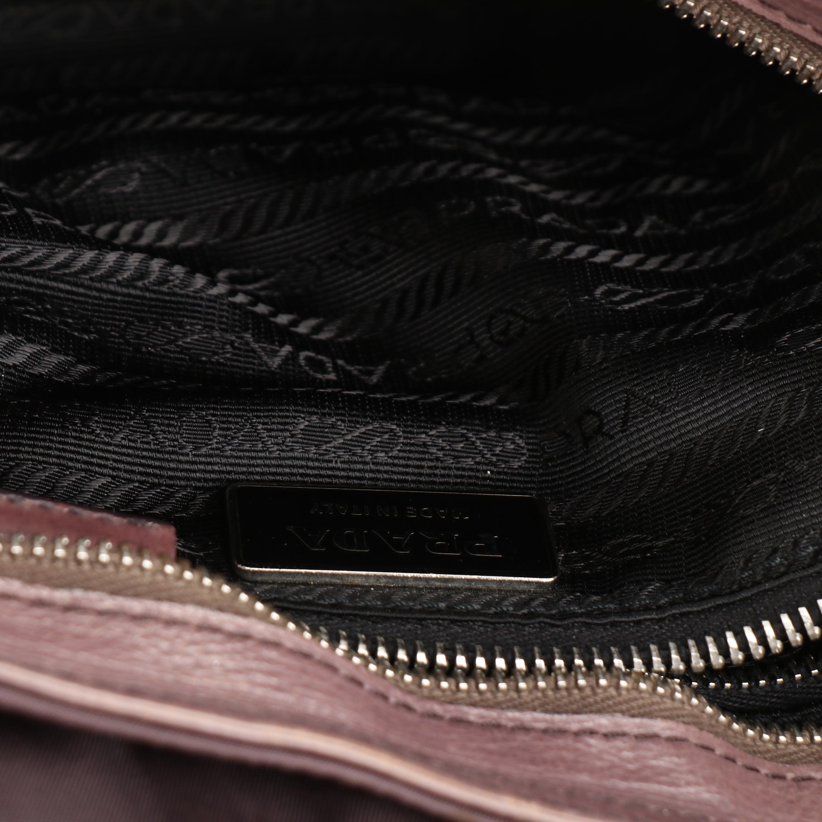 Prada Buckle Bag with Two Front Pockets in Nylon and Leather