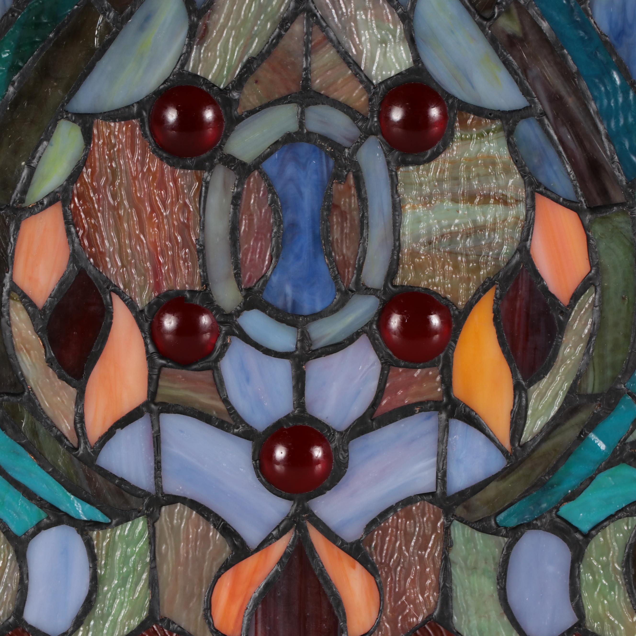 Floral Decorative Stained Glass Hanging, Circa 2000