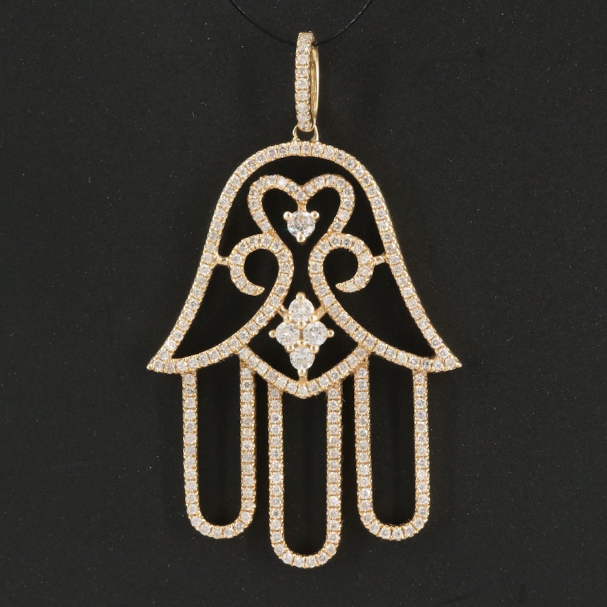 14K 1.10 CTW Diamond Hamsa Pendant