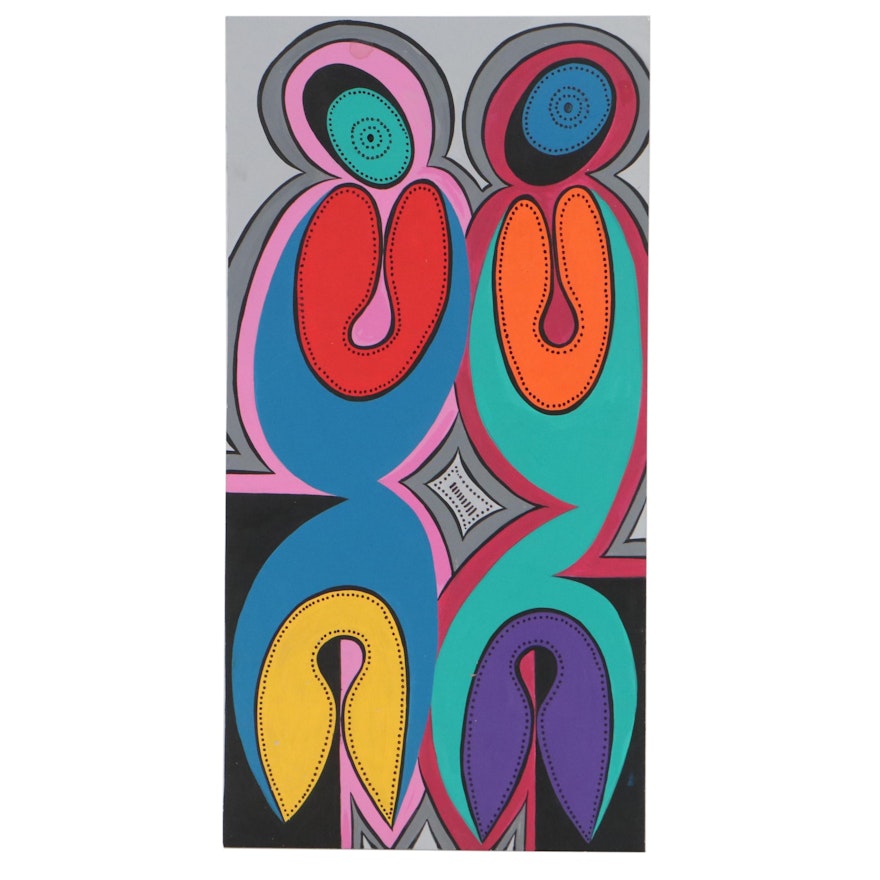 Achillo “Achi” Sullo Biomorphic Abstract Acrylic Painting