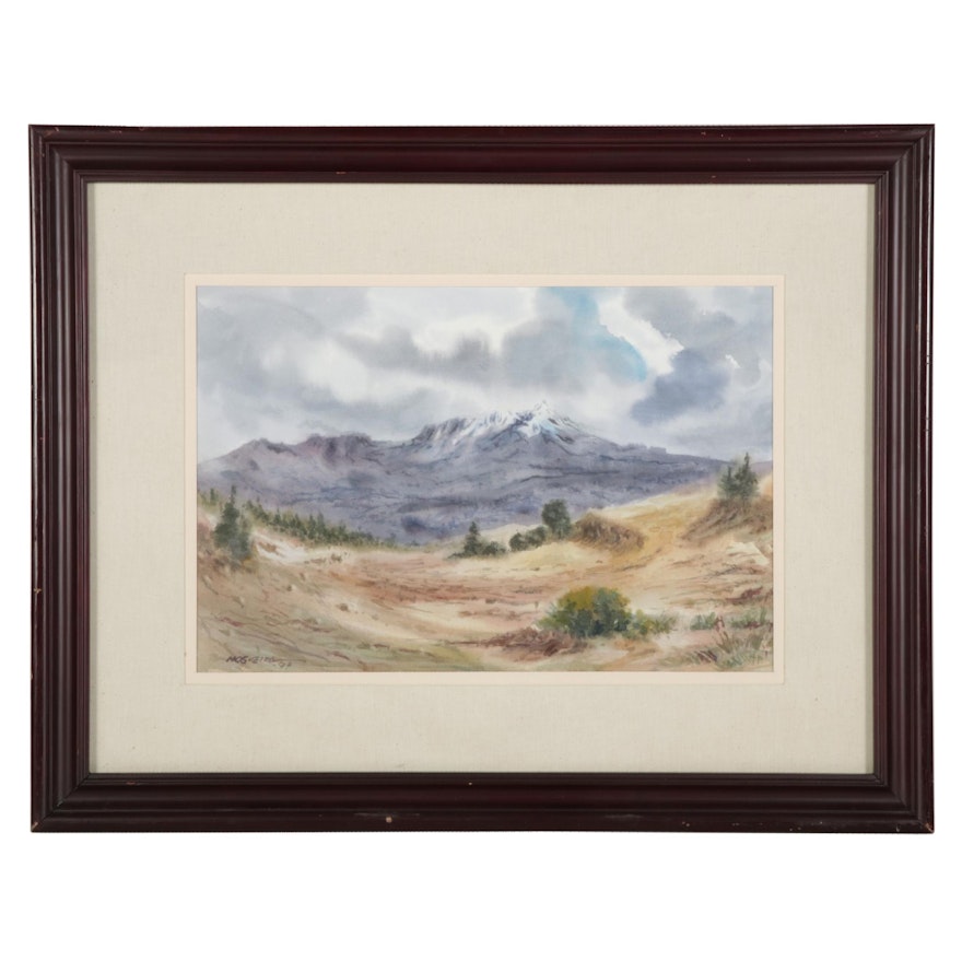 Benito Nogueira Ruiz Watercolor Painting "Vista del Nevado de Toluca," 1997