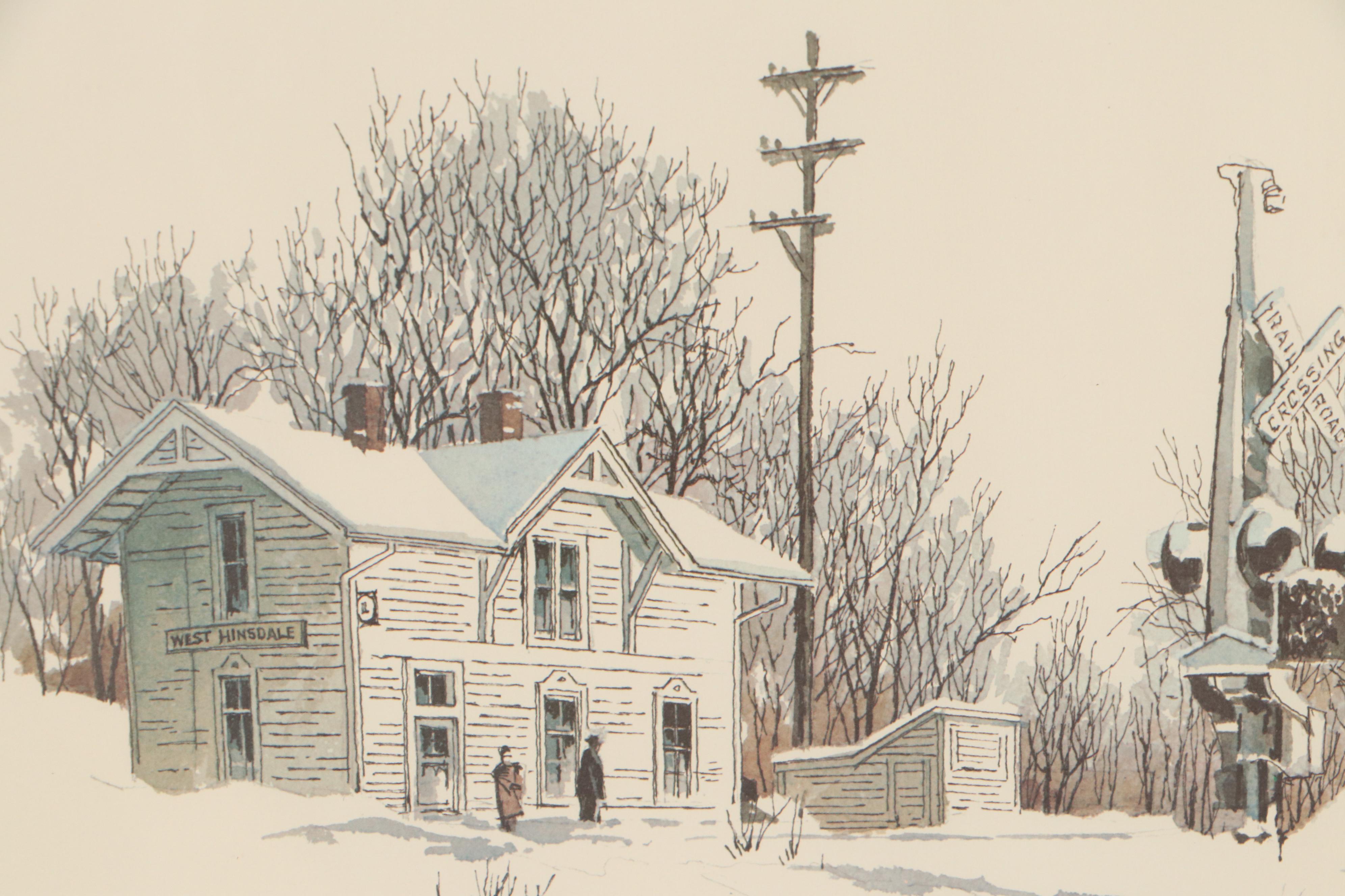 Albert Hollenbeck Offset Lithograph "Running Late"