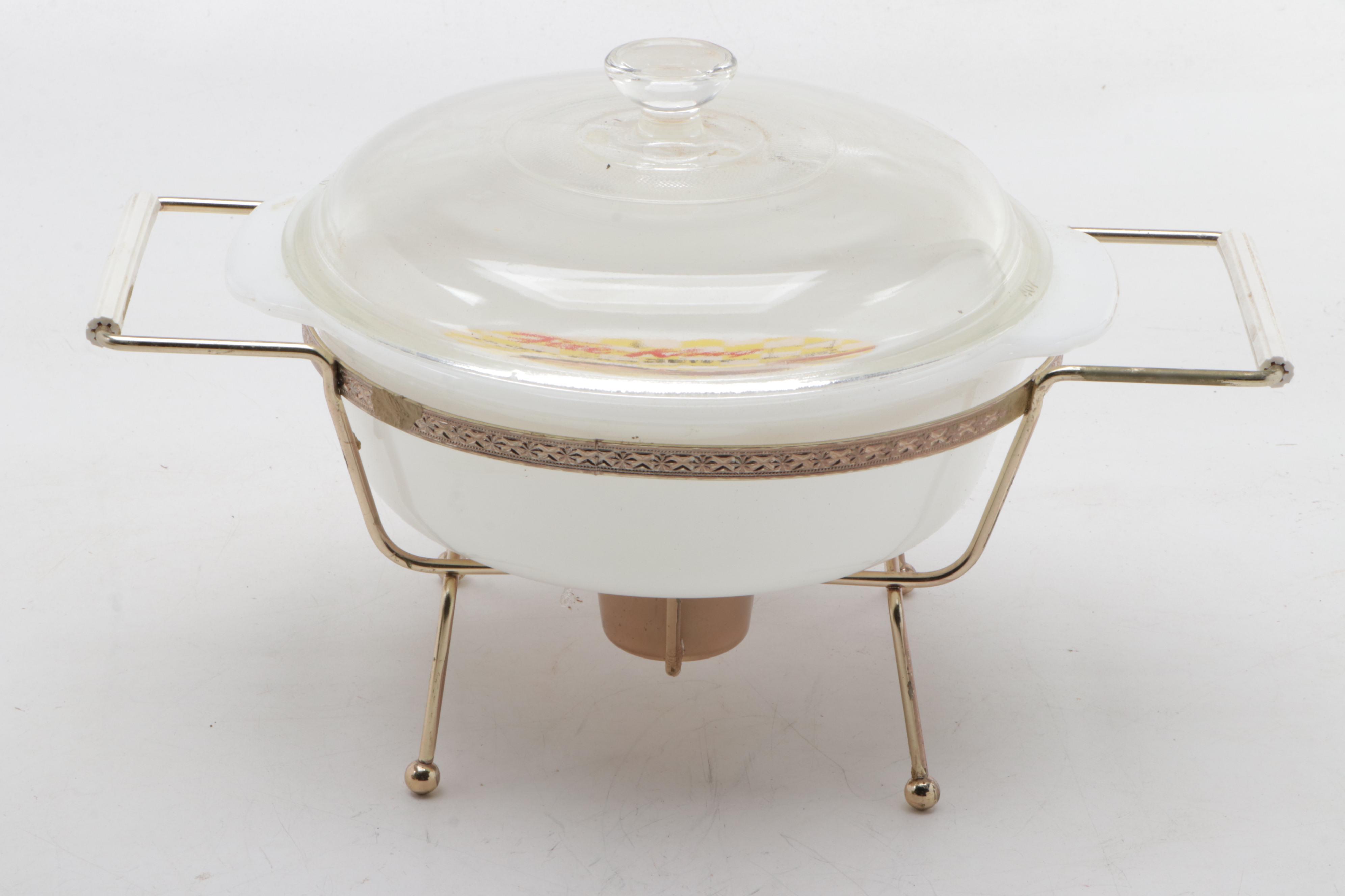 Pyrex "Forest Fancies" Nesting Bowls with Other Pyrex and Fire King Serveware