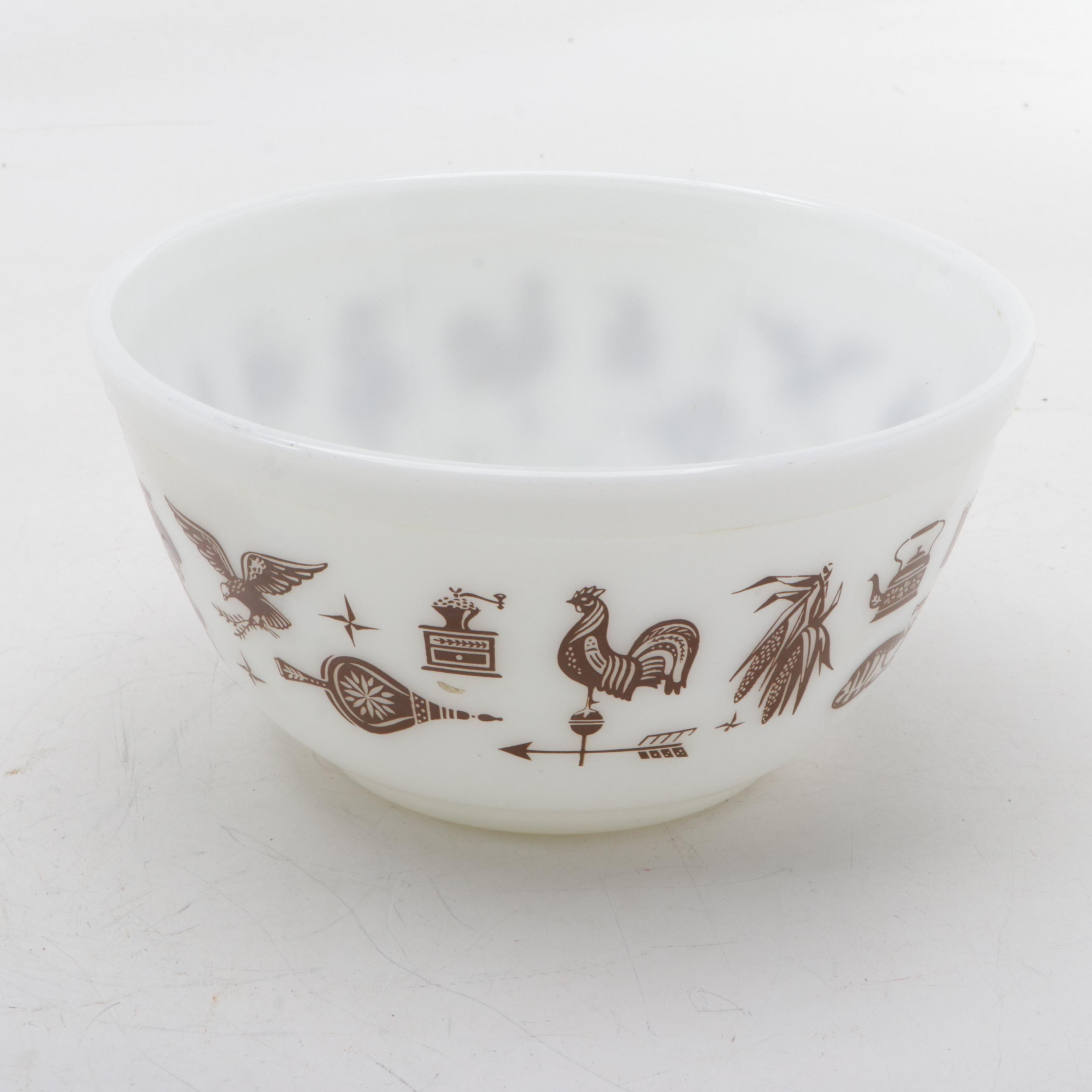 Pyrex "Forest Fancies" Nesting Bowls with Other Pyrex and Fire King Serveware