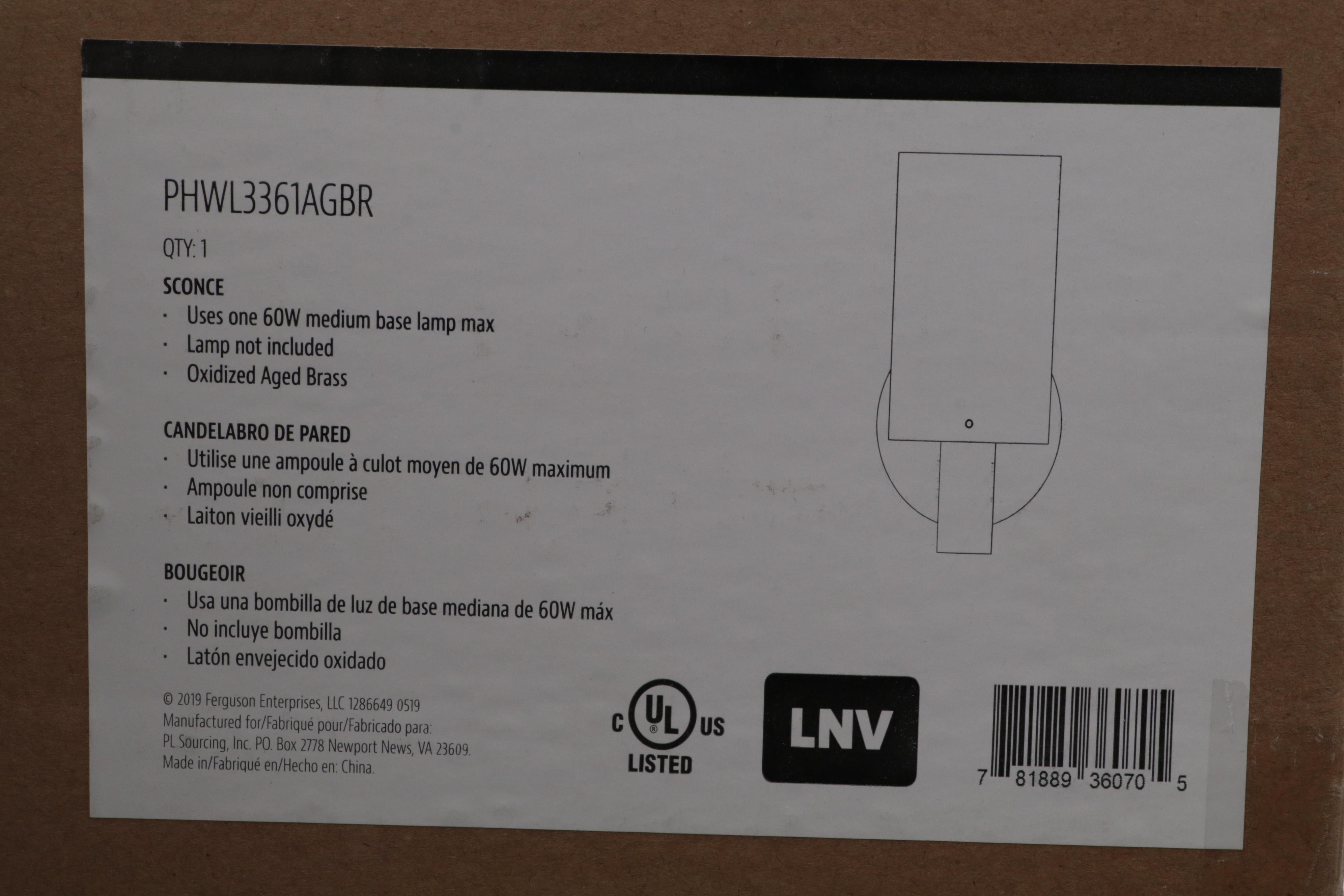 Pair of Ferguson Contemporary Bathroom Glass and Aged Brass Wall Sconces