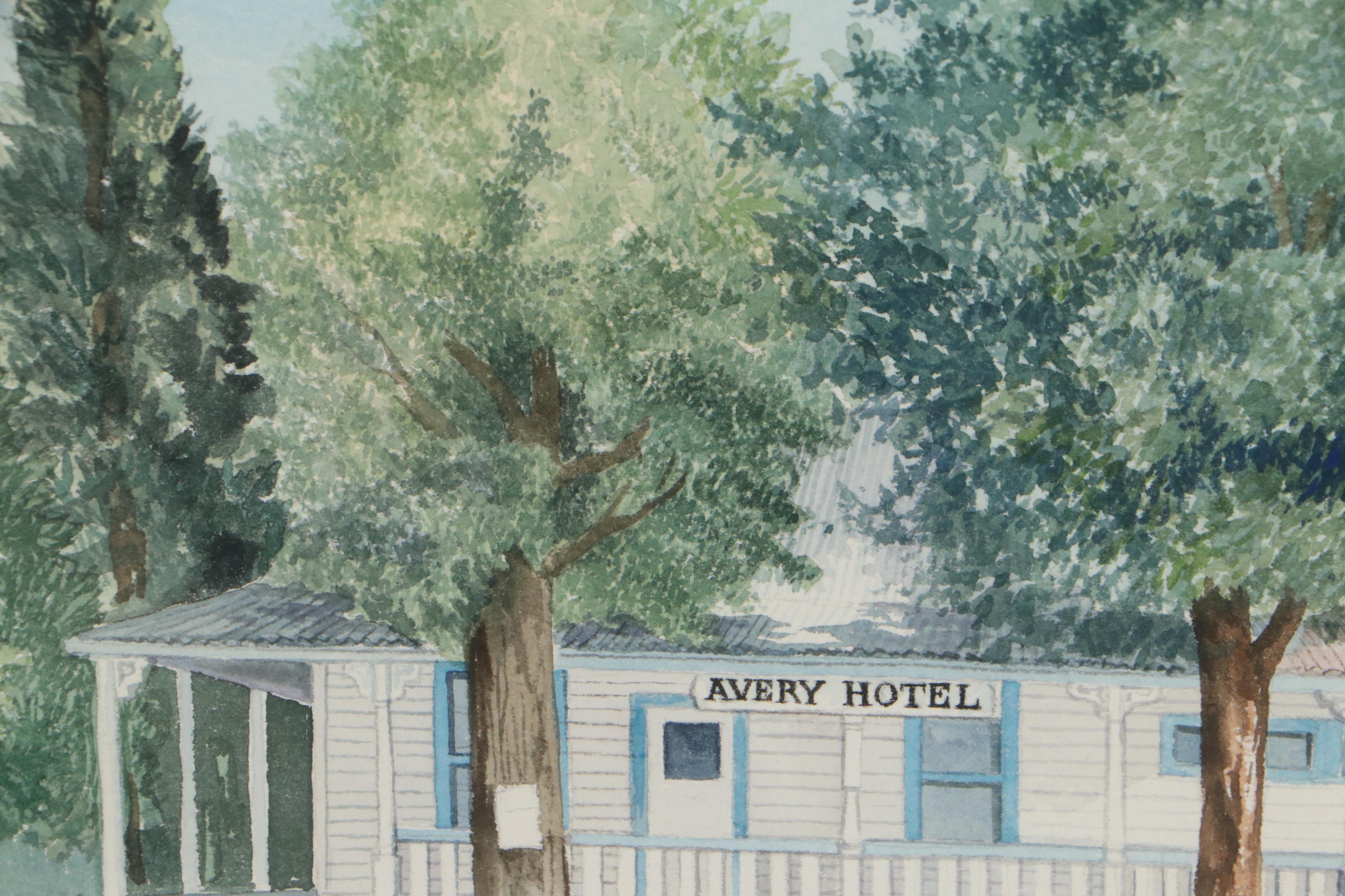 Sally Sargent Watercolor Painting of the Avery Hotel