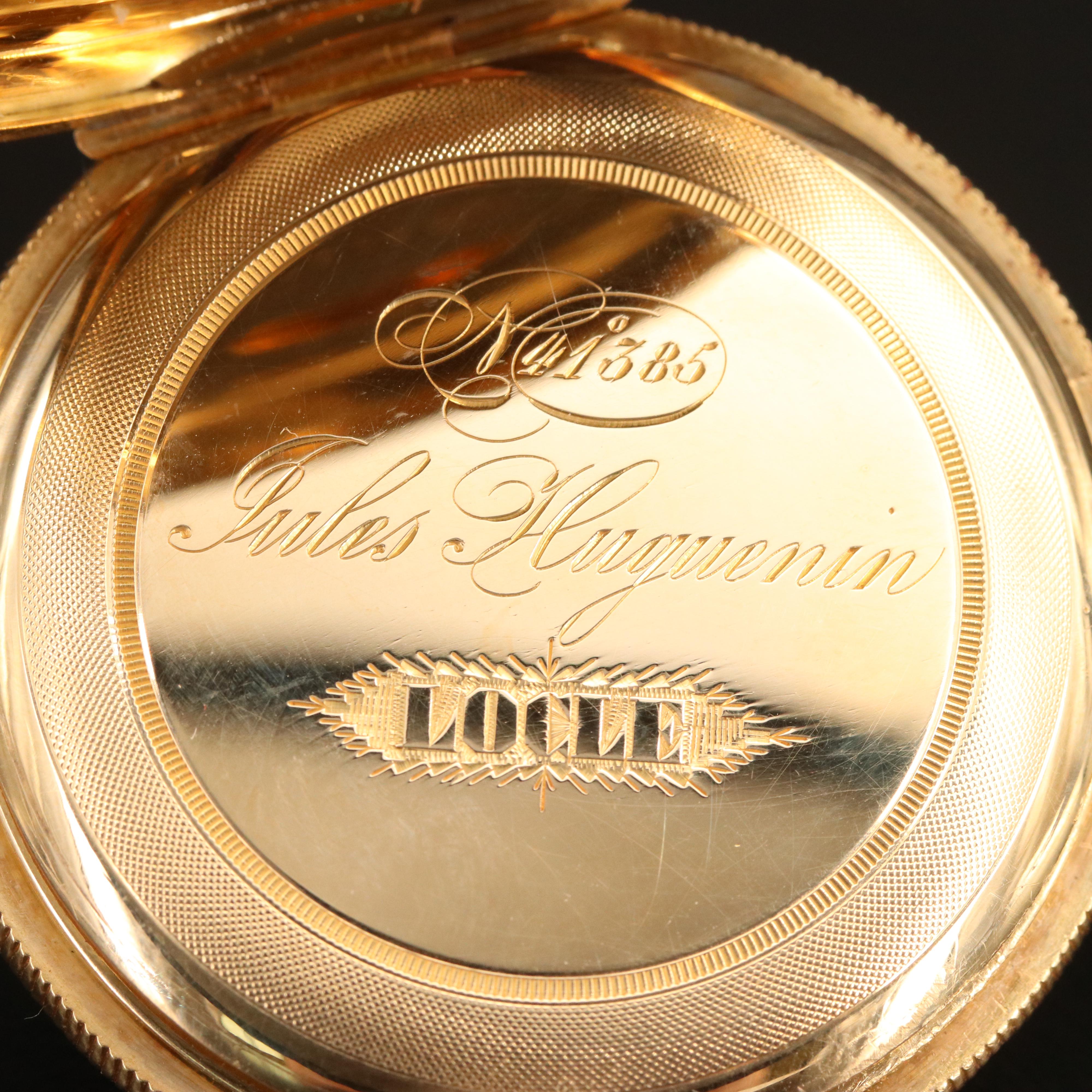 18K Jules Huguenin Hunting Case Pocket Watch