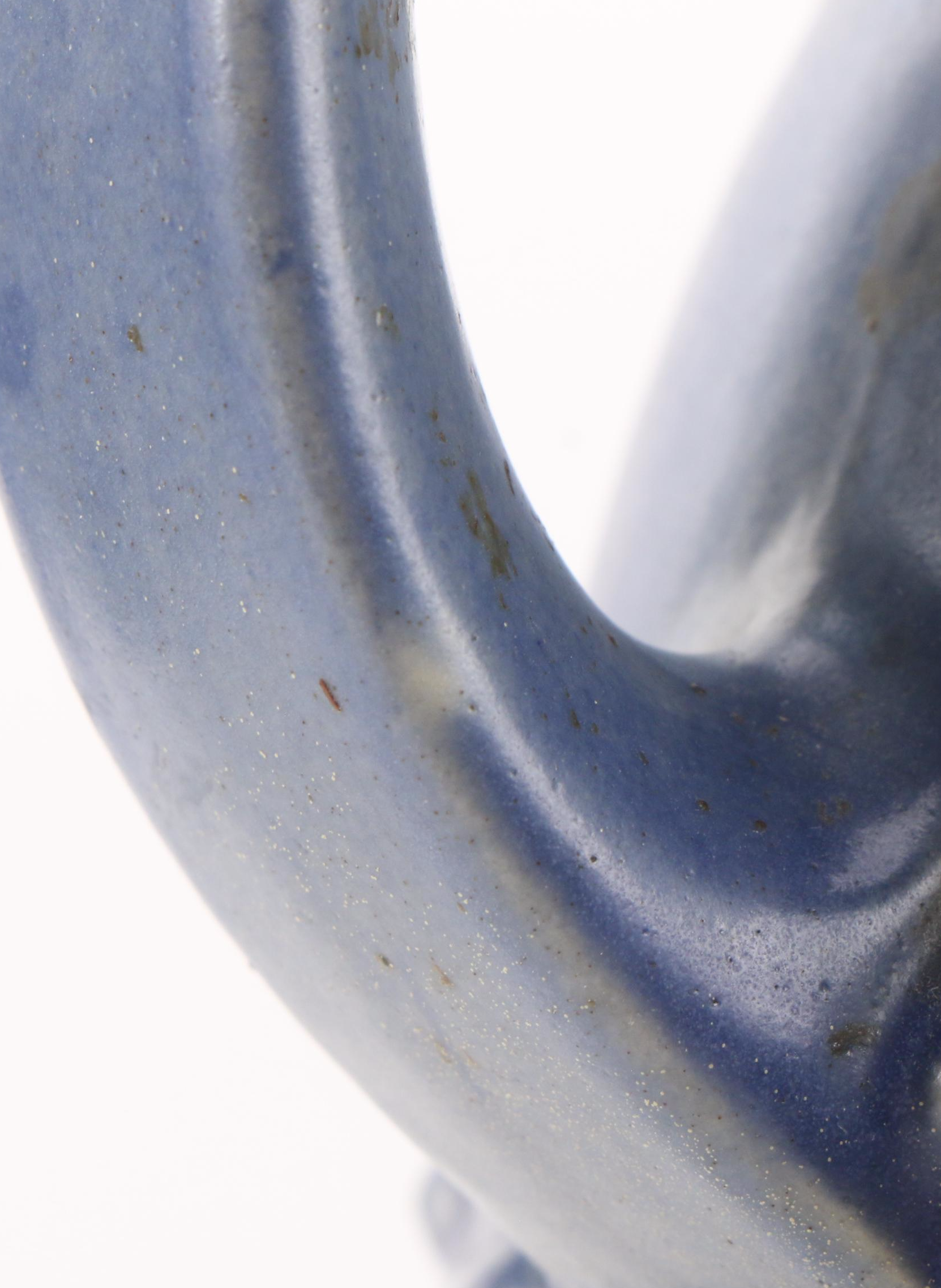 Roseville Pottery "Freesia" Blue Double-Handled Ceramic Vase, 1945