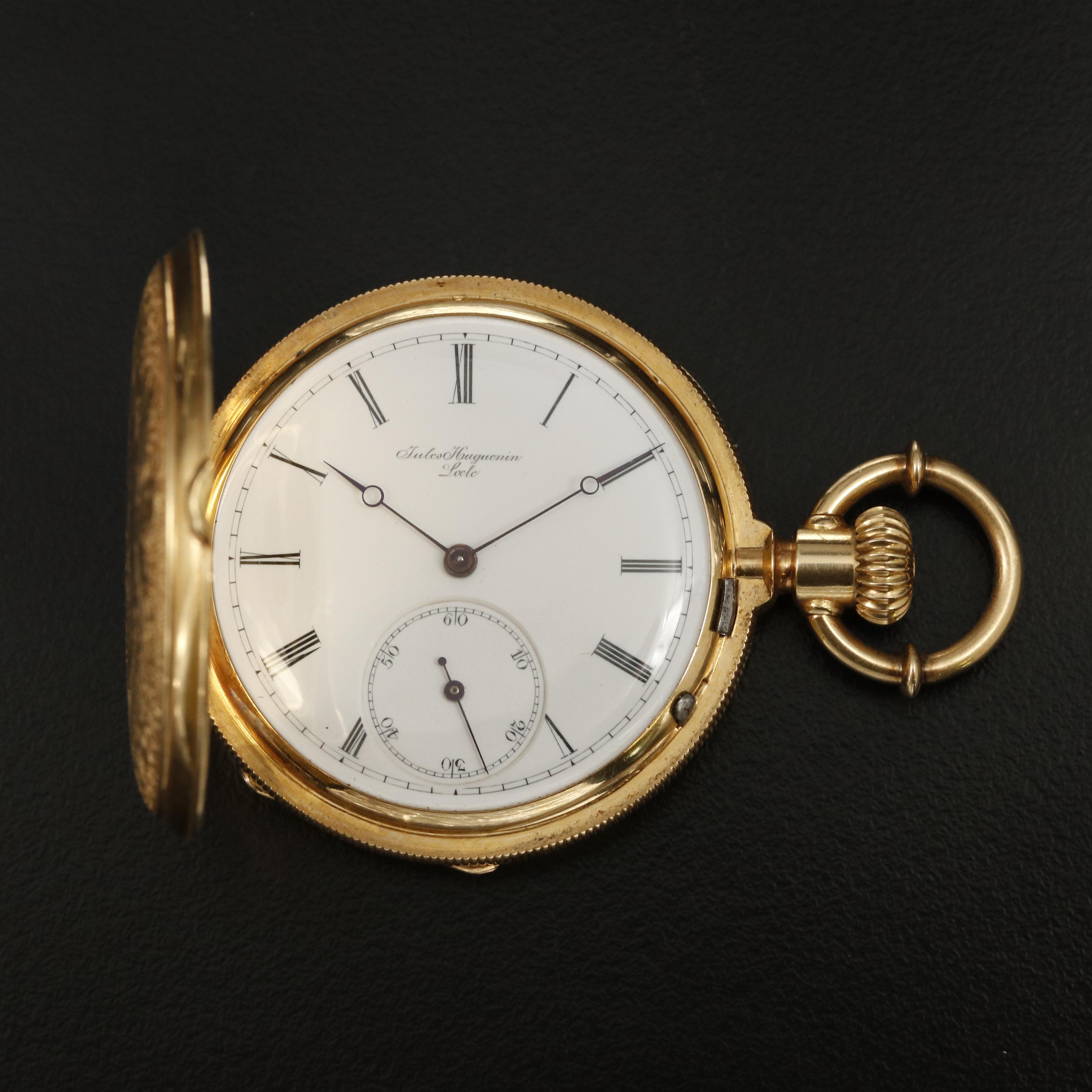 18K Jules Huguenin Hunting Case Pocket Watch