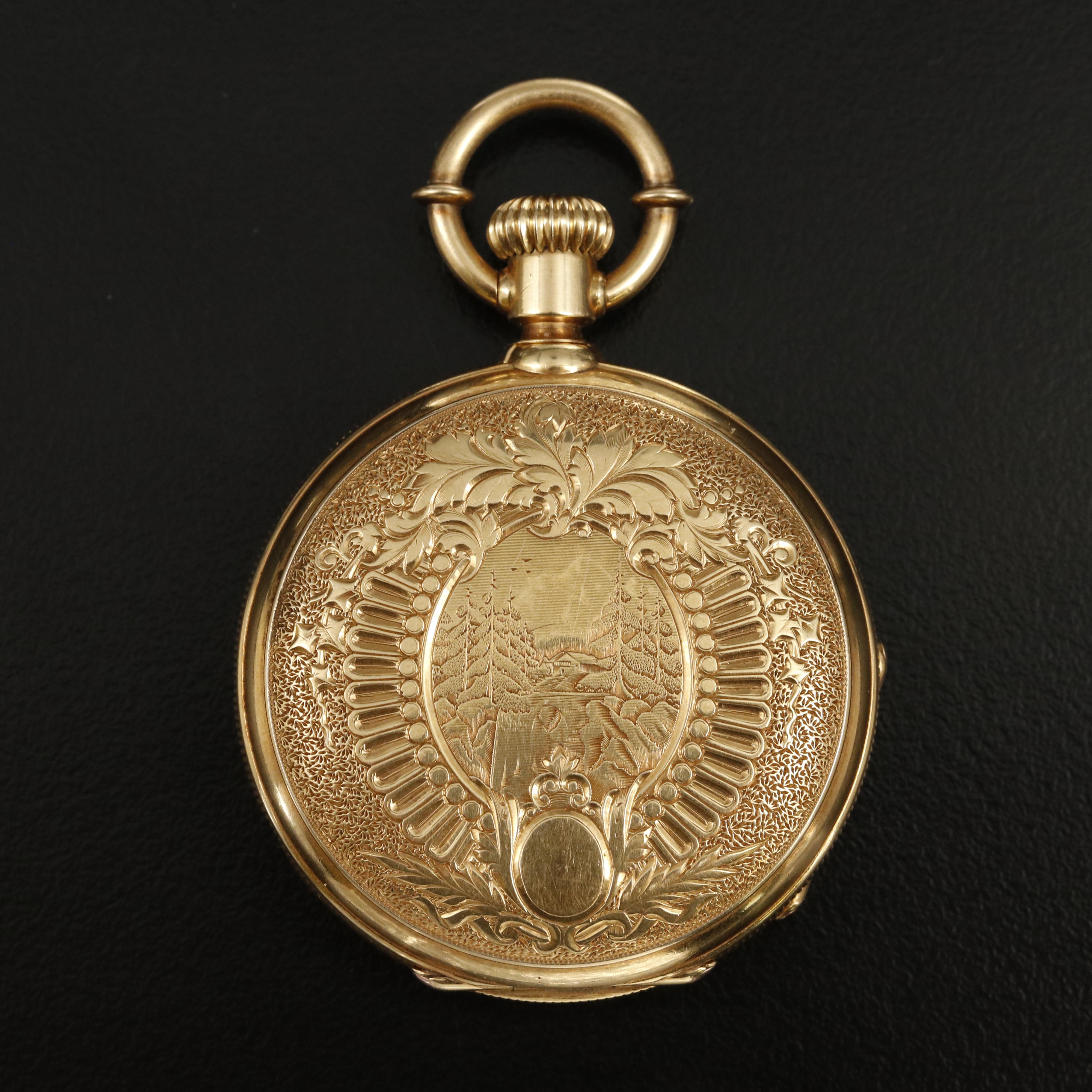 18K Jules Huguenin Hunting Case Pocket Watch