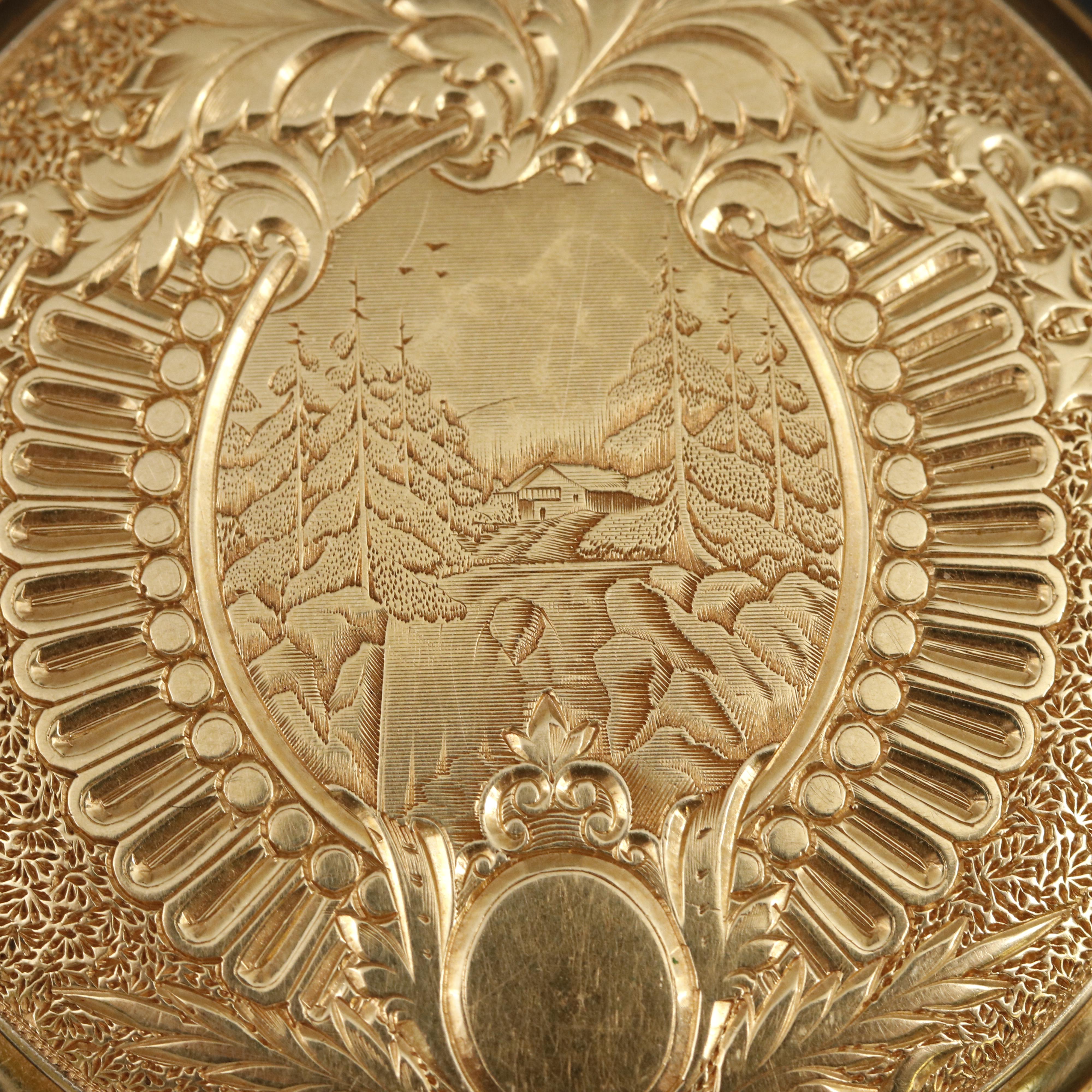 18K Jules Huguenin Hunting Case Pocket Watch