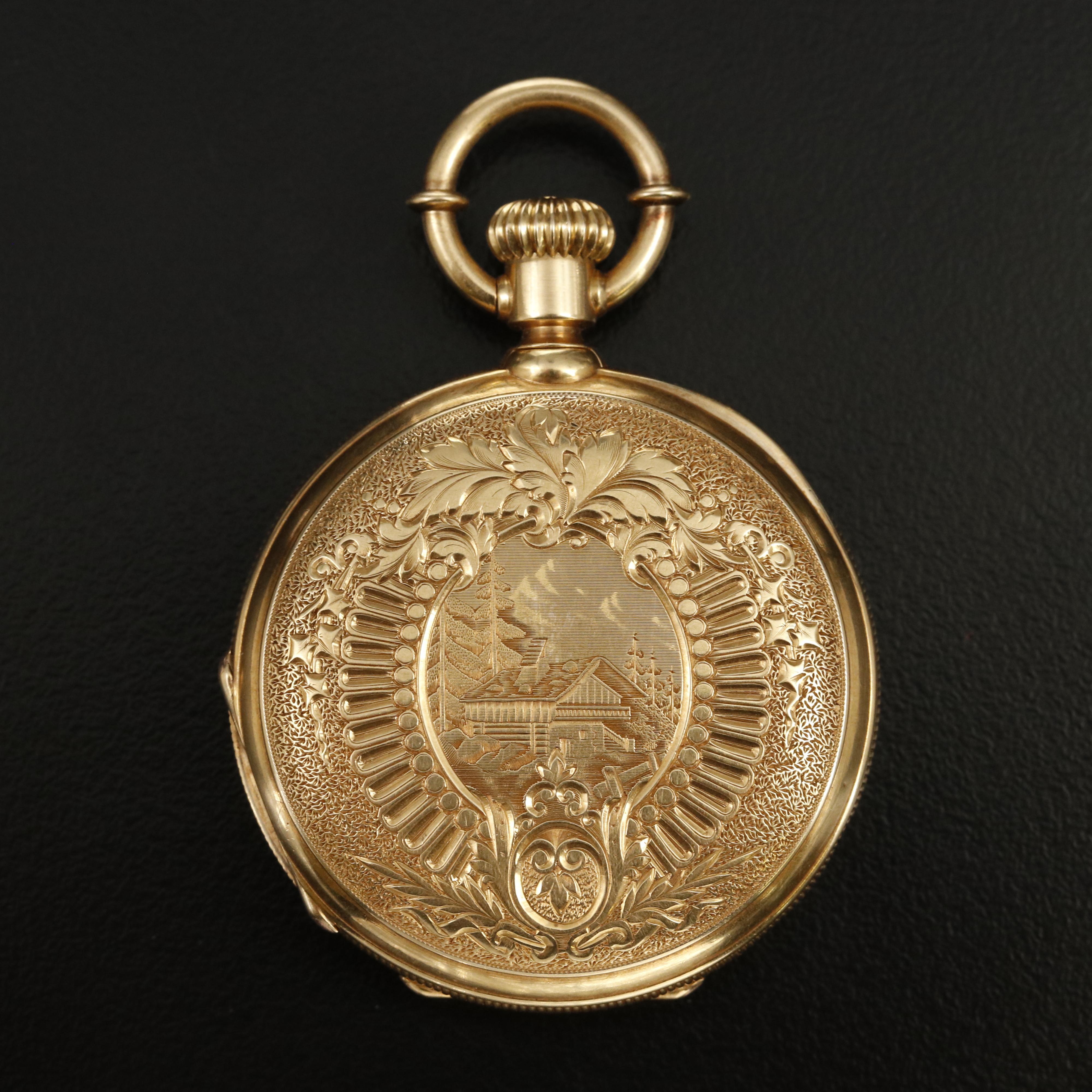 18K Jules Huguenin Hunting Case Pocket Watch