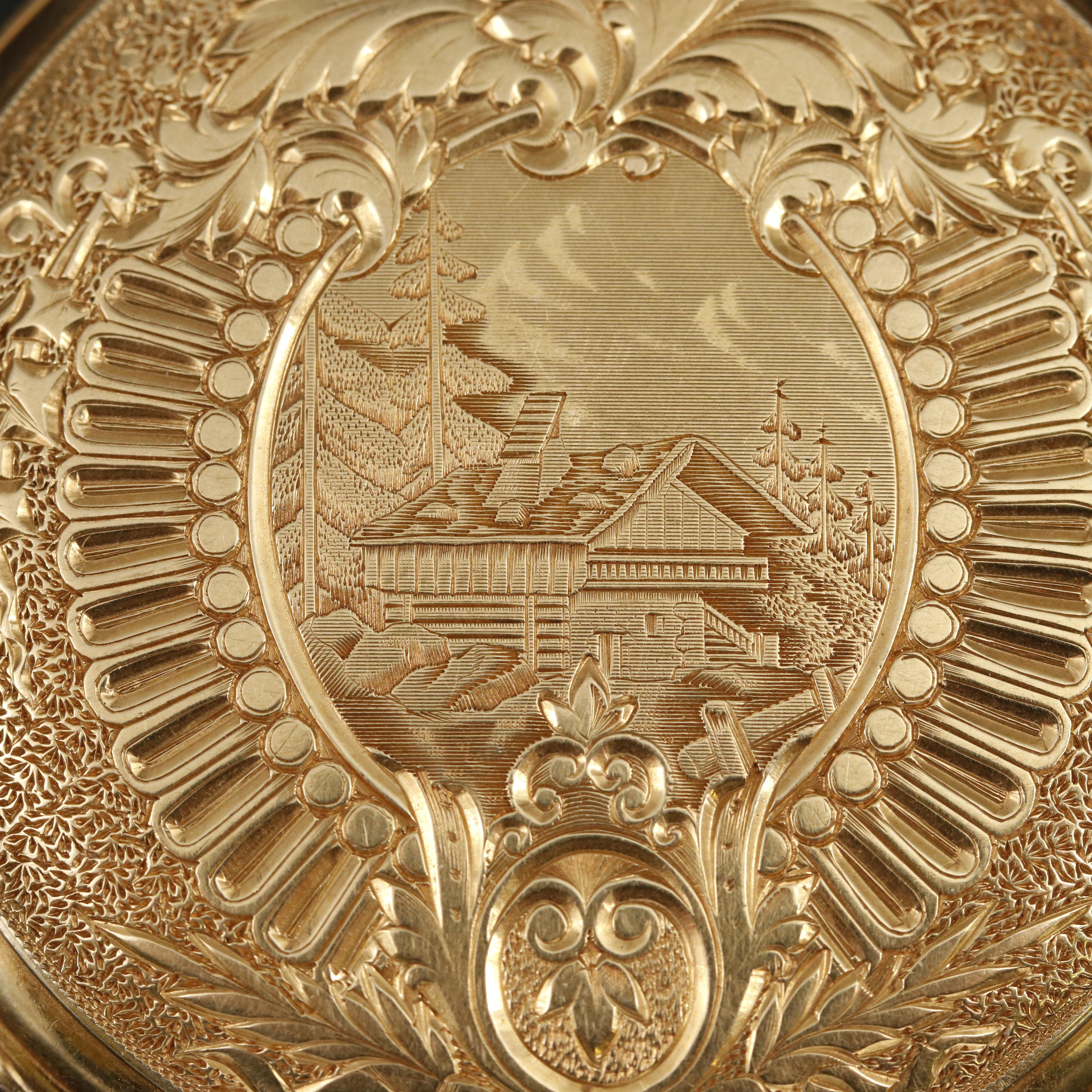 18K Jules Huguenin Hunting Case Pocket Watch