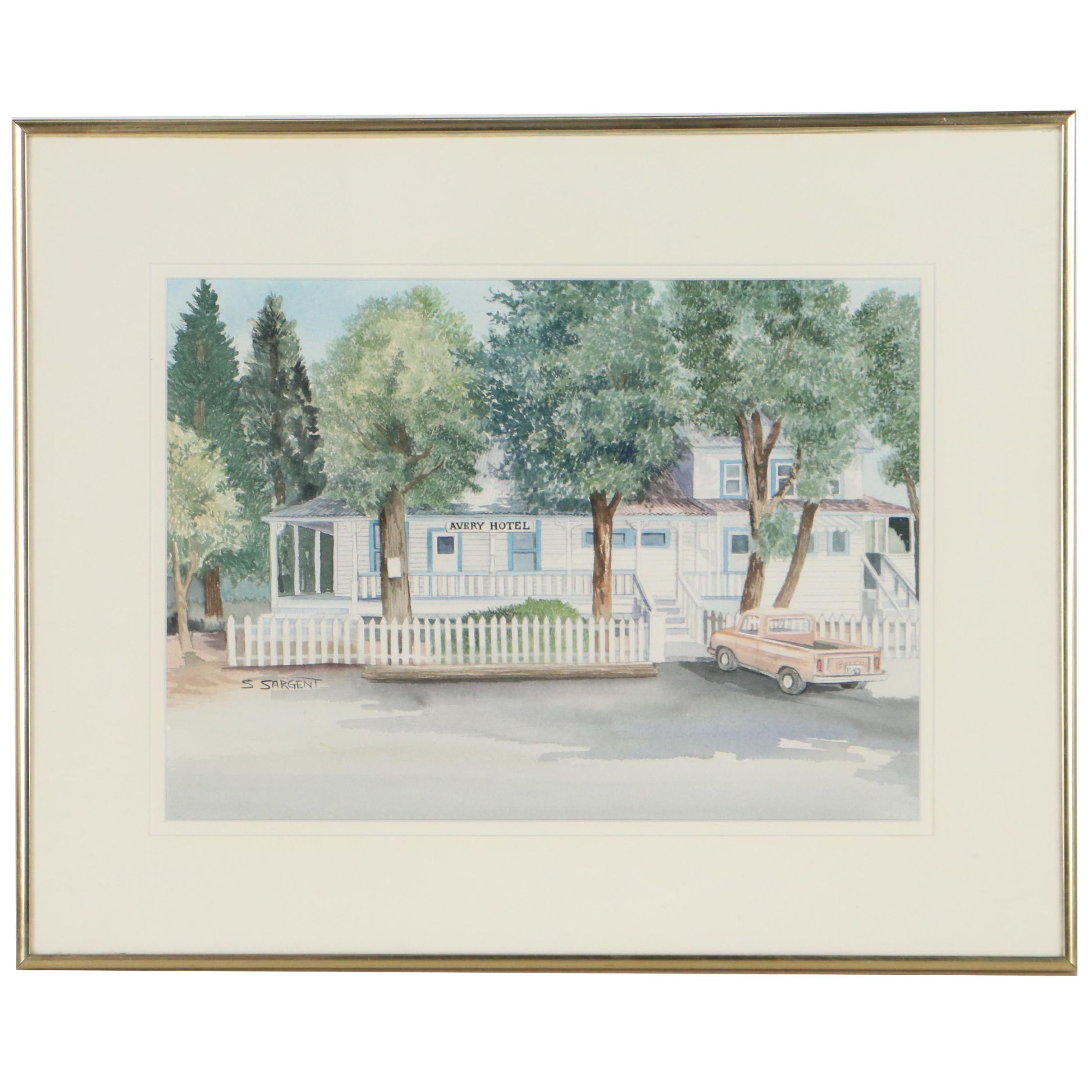 Sally Sargent Watercolor Painting of the Avery Hotel