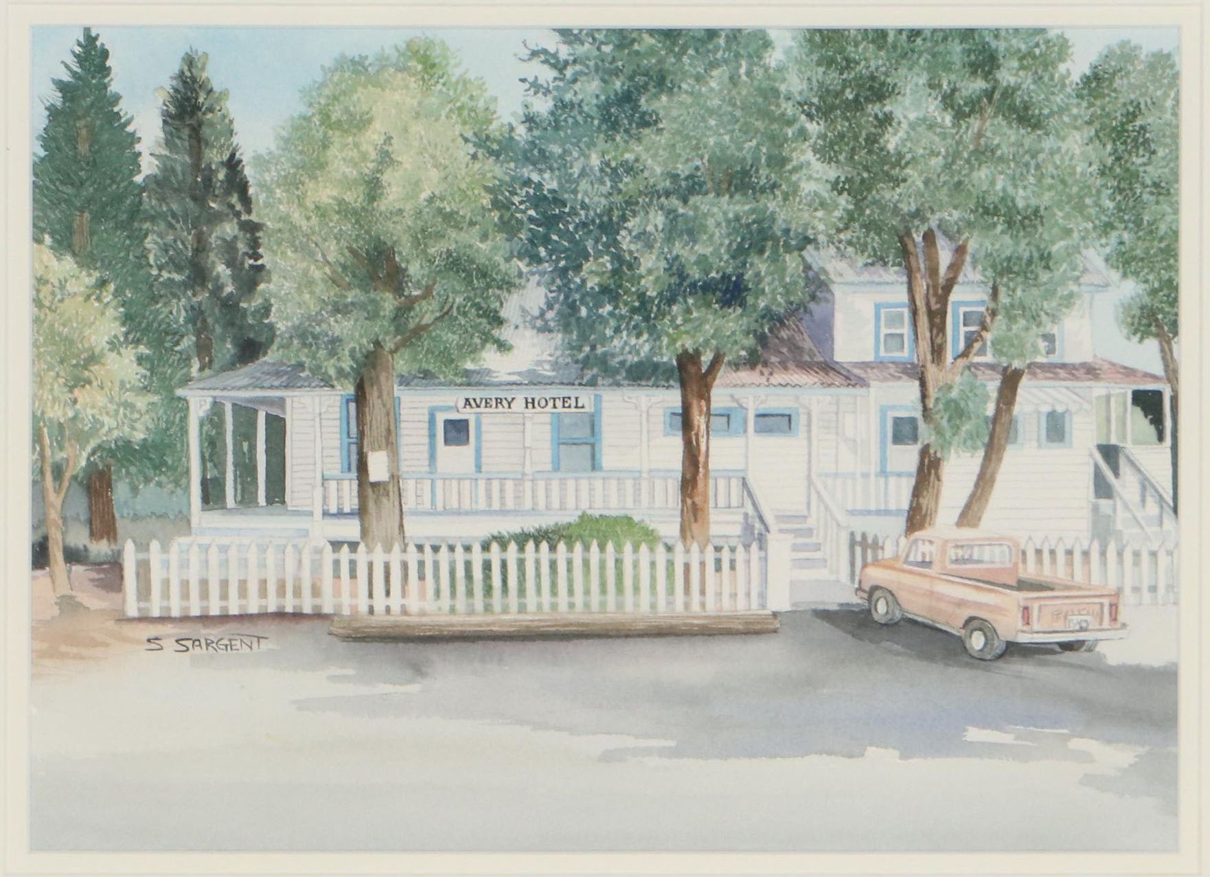 Sally Sargent Watercolor Painting of the Avery Hotel