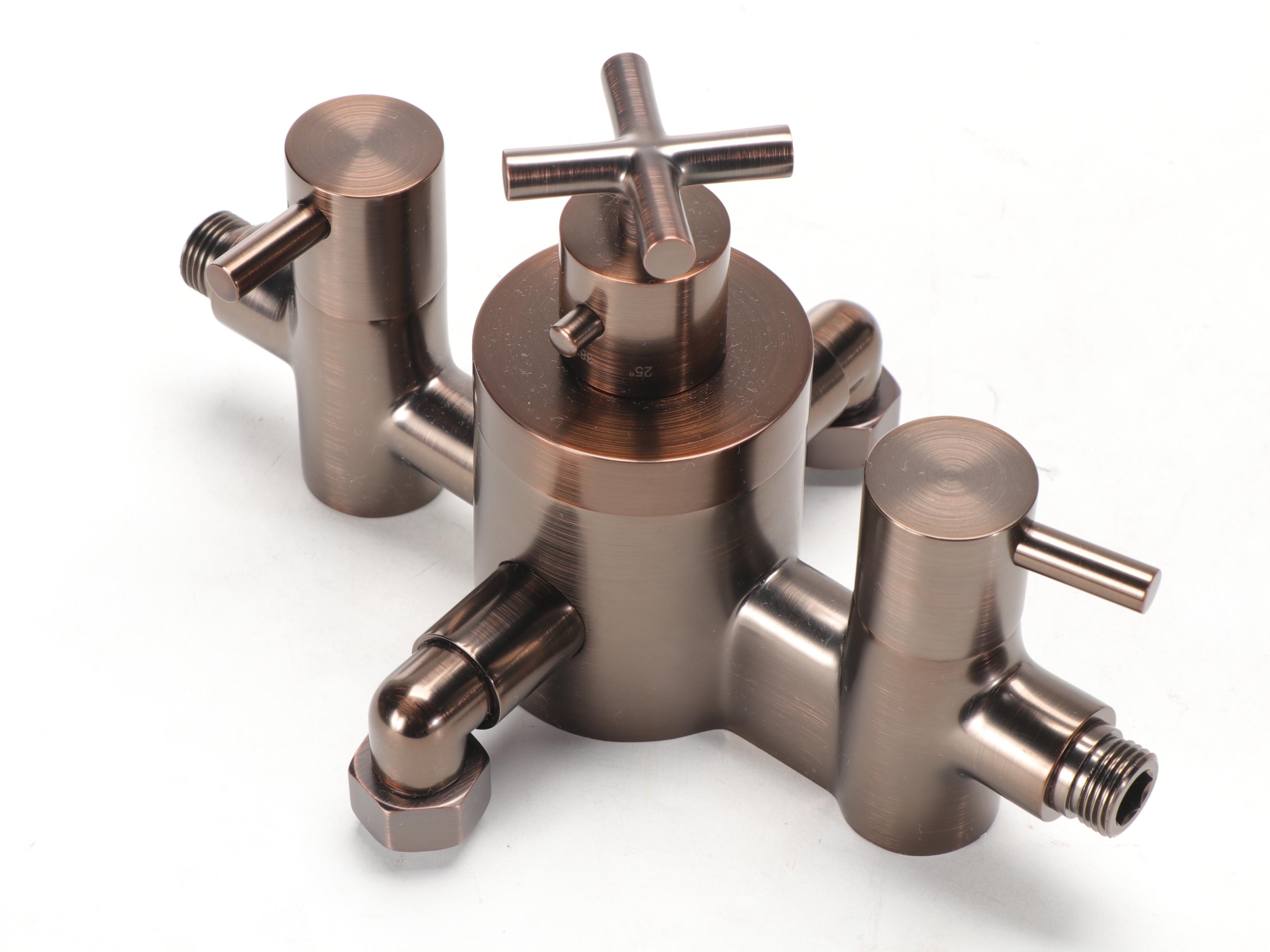 Oil Rubbed Bronze Exposed Pipe Thermostatic Shower with Hand Shower