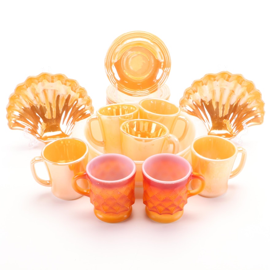 Anchor Hocking Fire-King Peach Lustre and Other Glass Tableware, Mid-20th C.