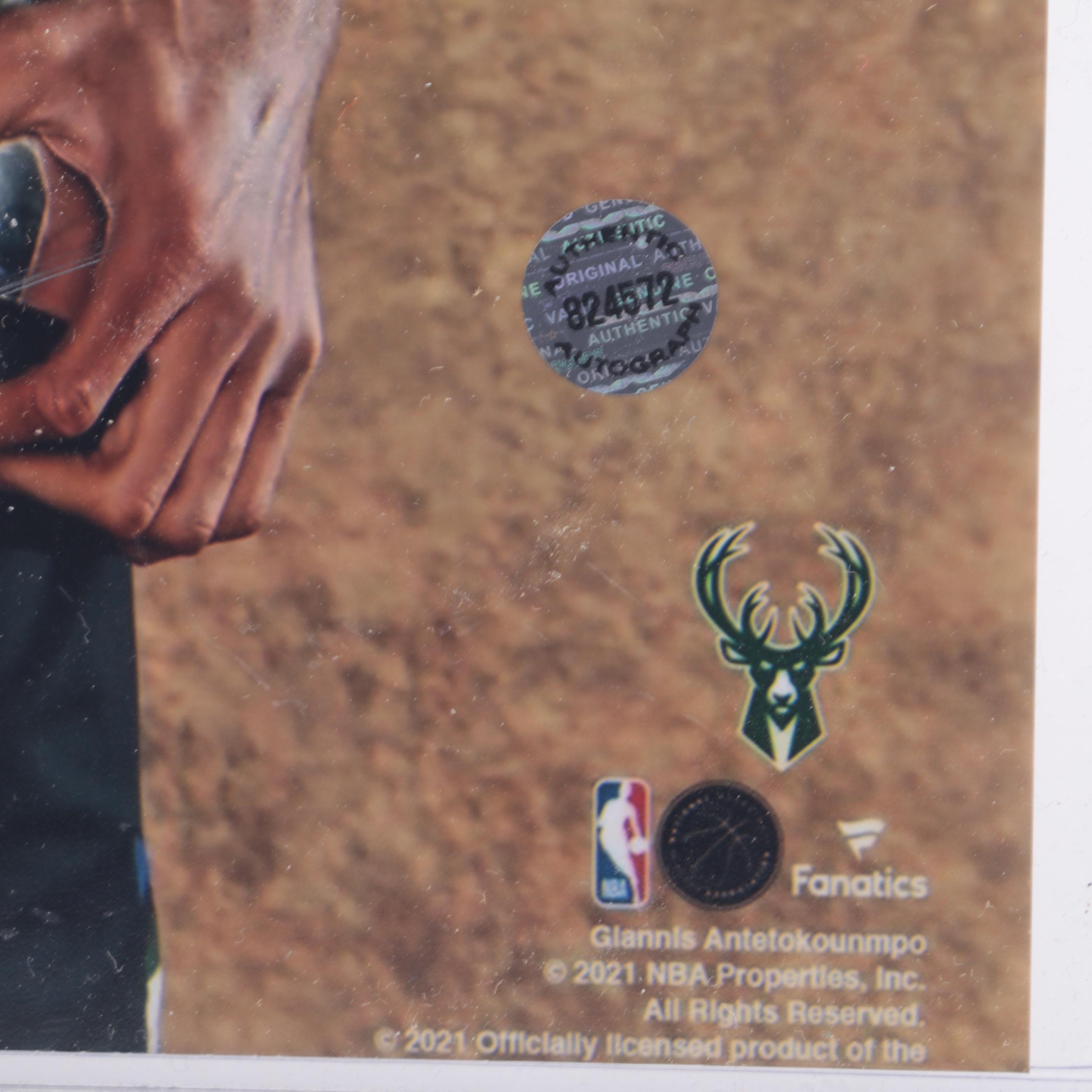Giannis Antetokounmpo Milwaukee Bucks Signed 2021 Finals Trophies Giclée Print