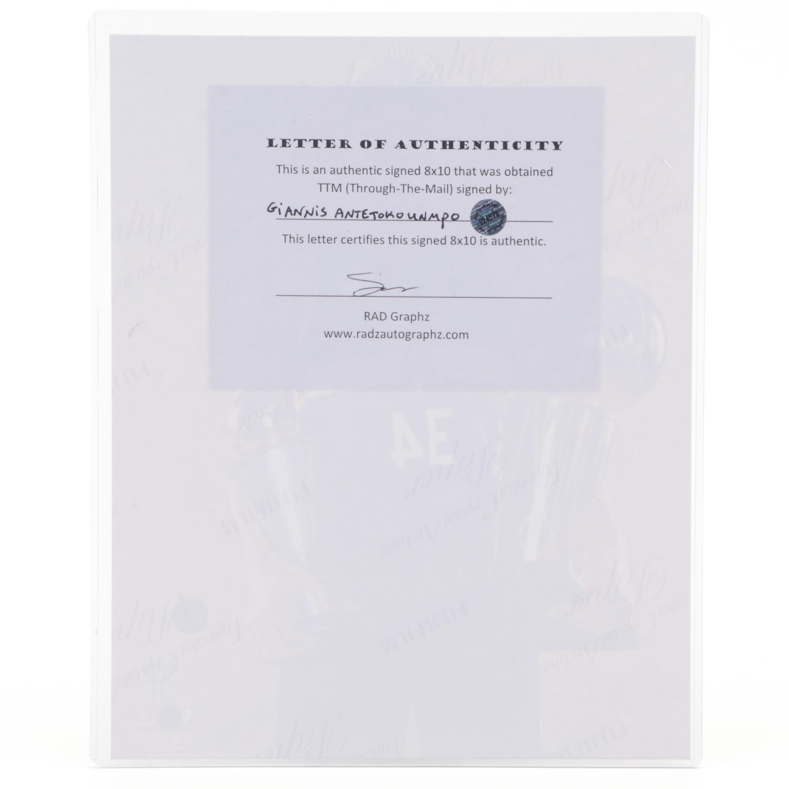 Giannis Antetokounmpo Milwaukee Bucks Signed 2021 Finals Trophies Giclée Print