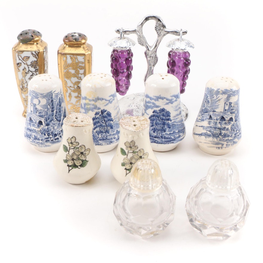 Ceramic, Glass with Other Salt and Pepper Shakers, Mid to Late 20th Century