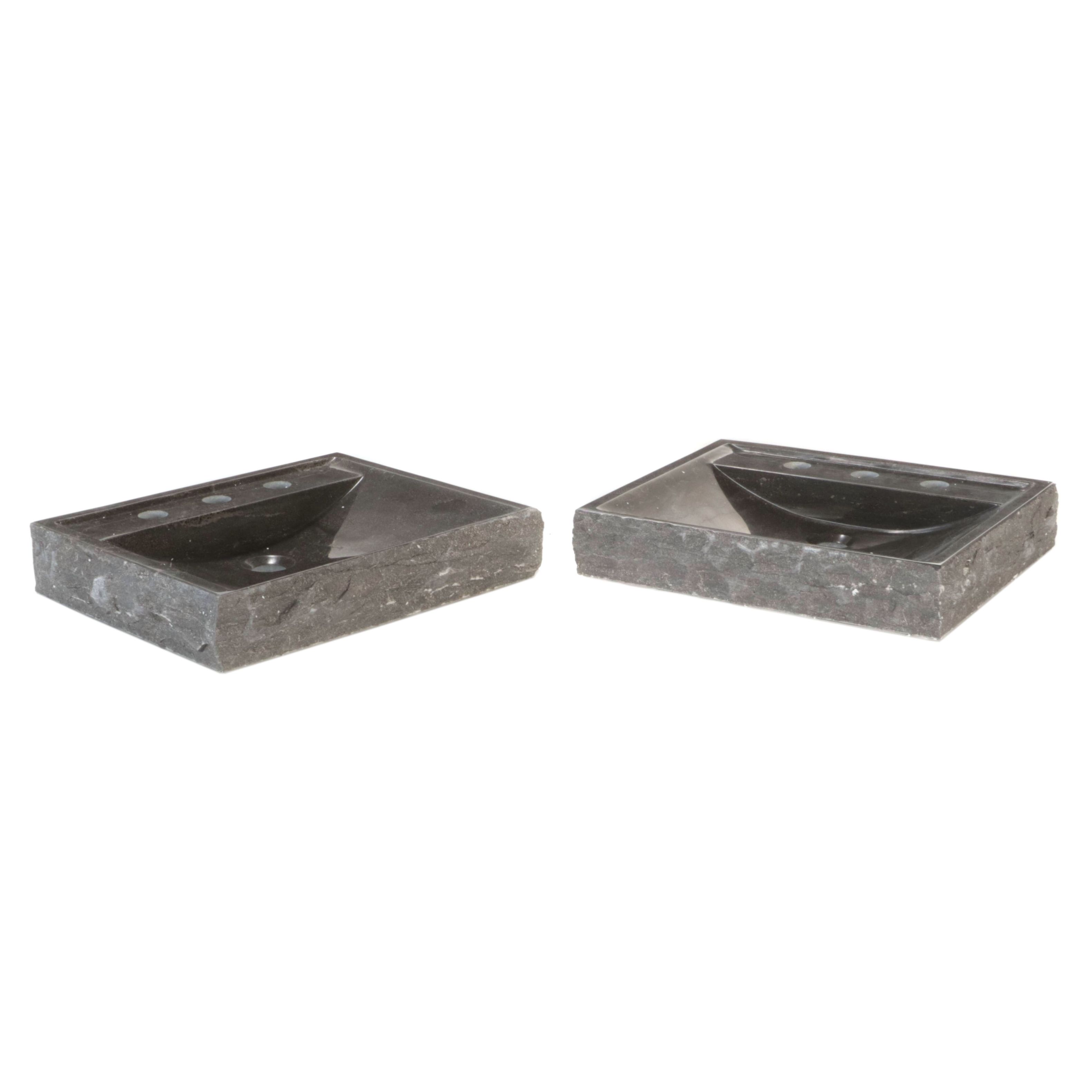 Pair of Limestone Vessel Sinks