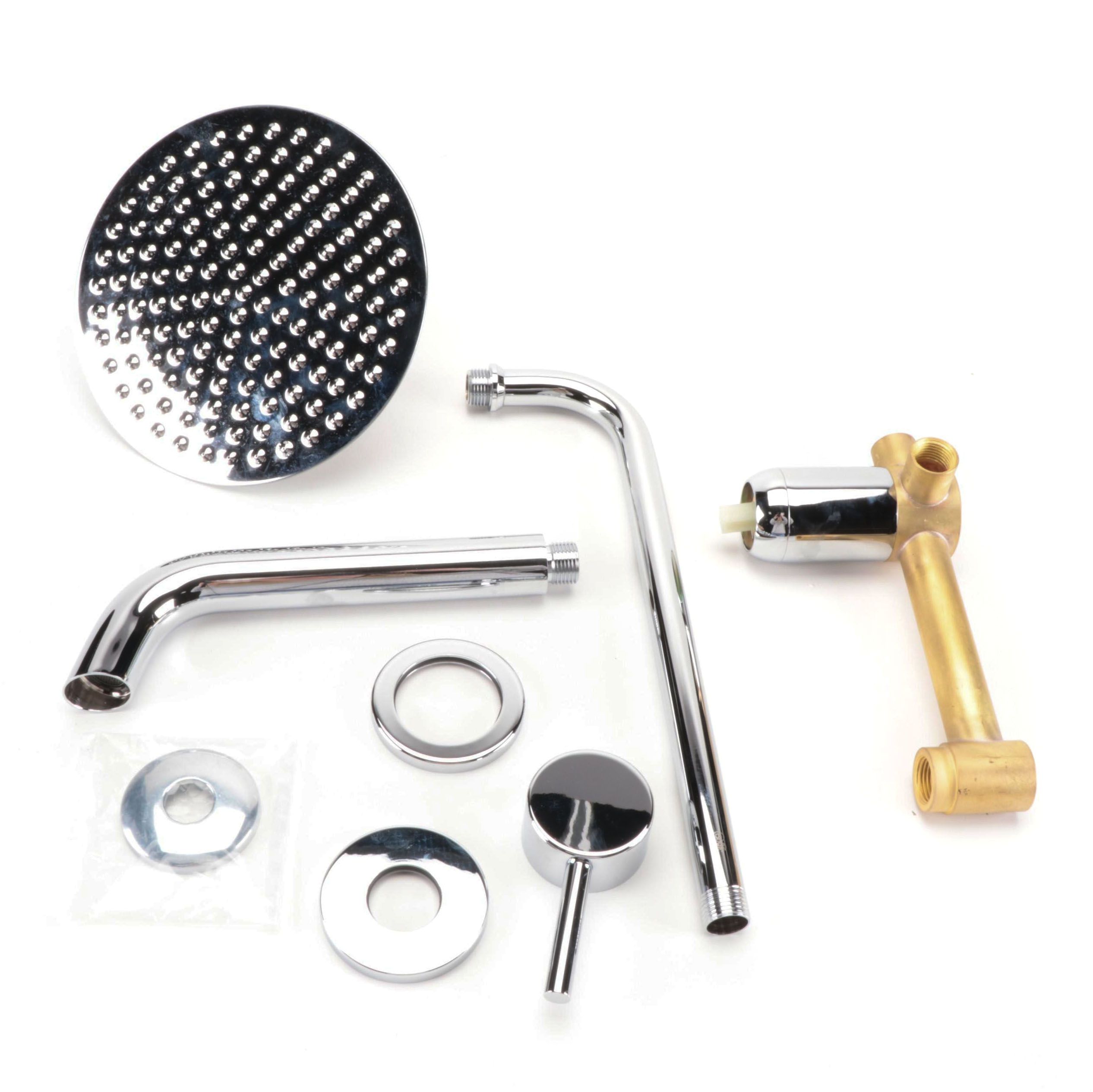 Wall-Mount Bathroom Faucet, Rainfall 8'' Showerhead with L-Shaped Shower Arm