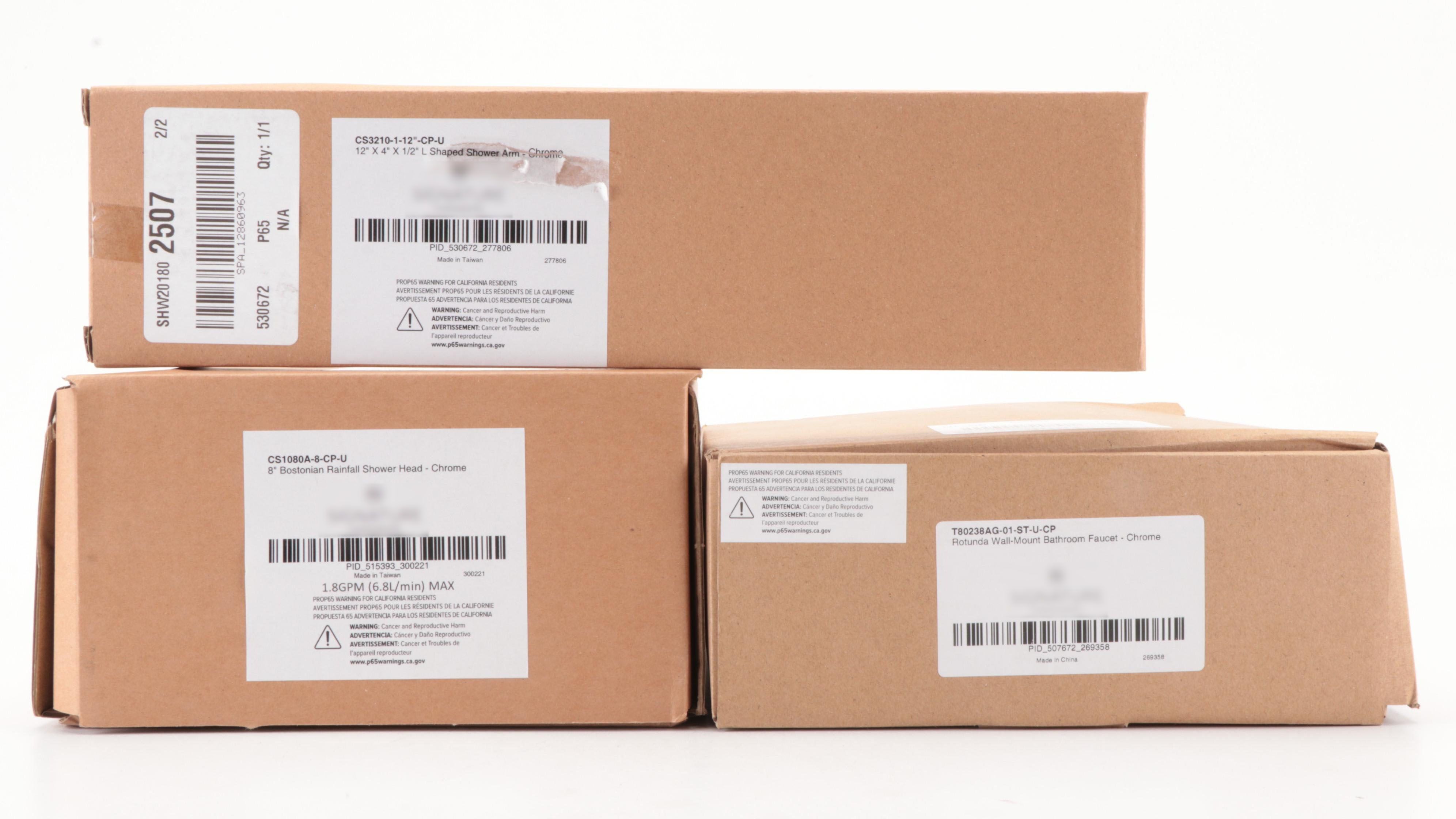 Wall-Mount Bathroom Faucet, Rainfall 8'' Showerhead with L-Shaped Shower Arm