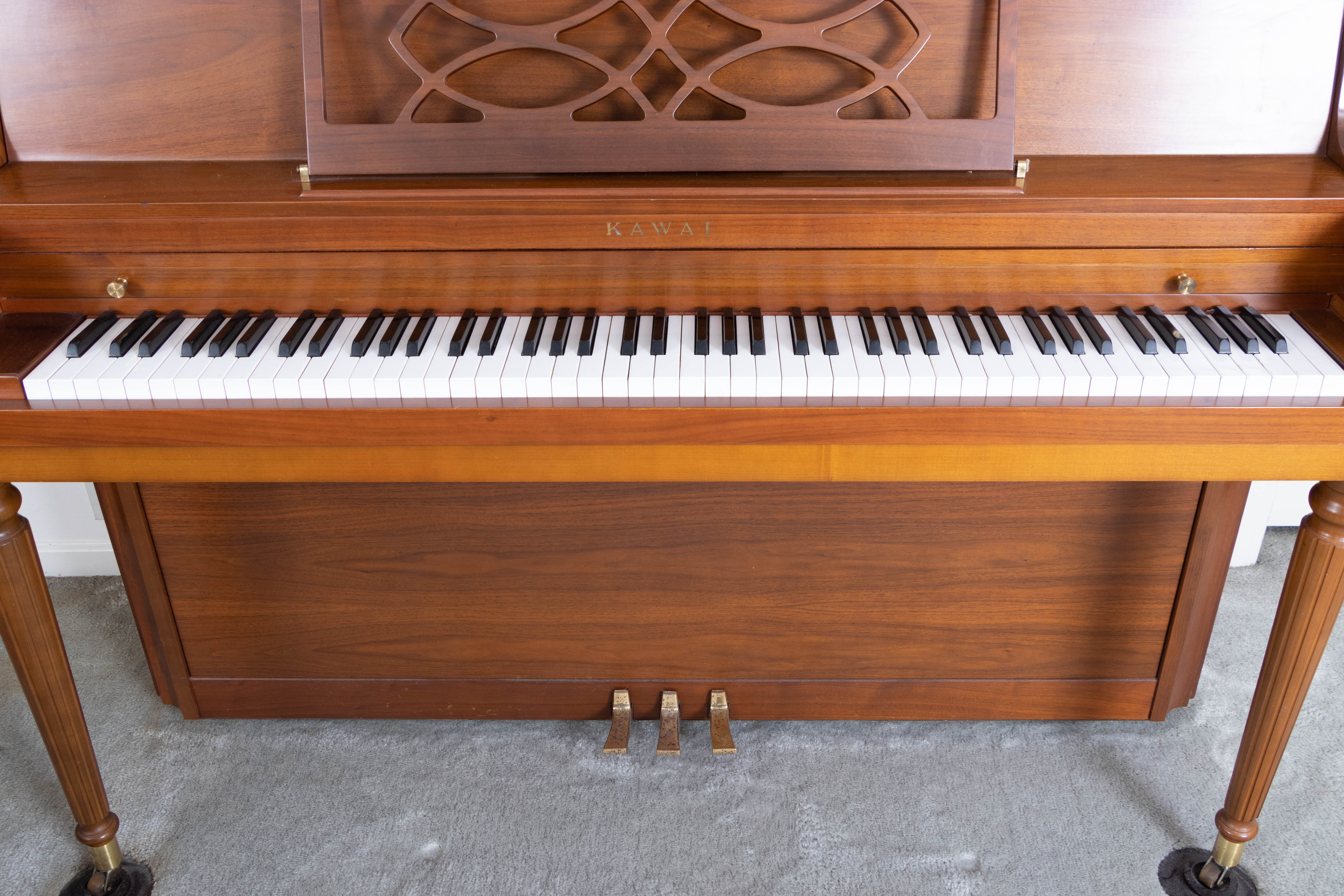 Kawai Walnut Upright Piano and Matching Piano Bench, 1969