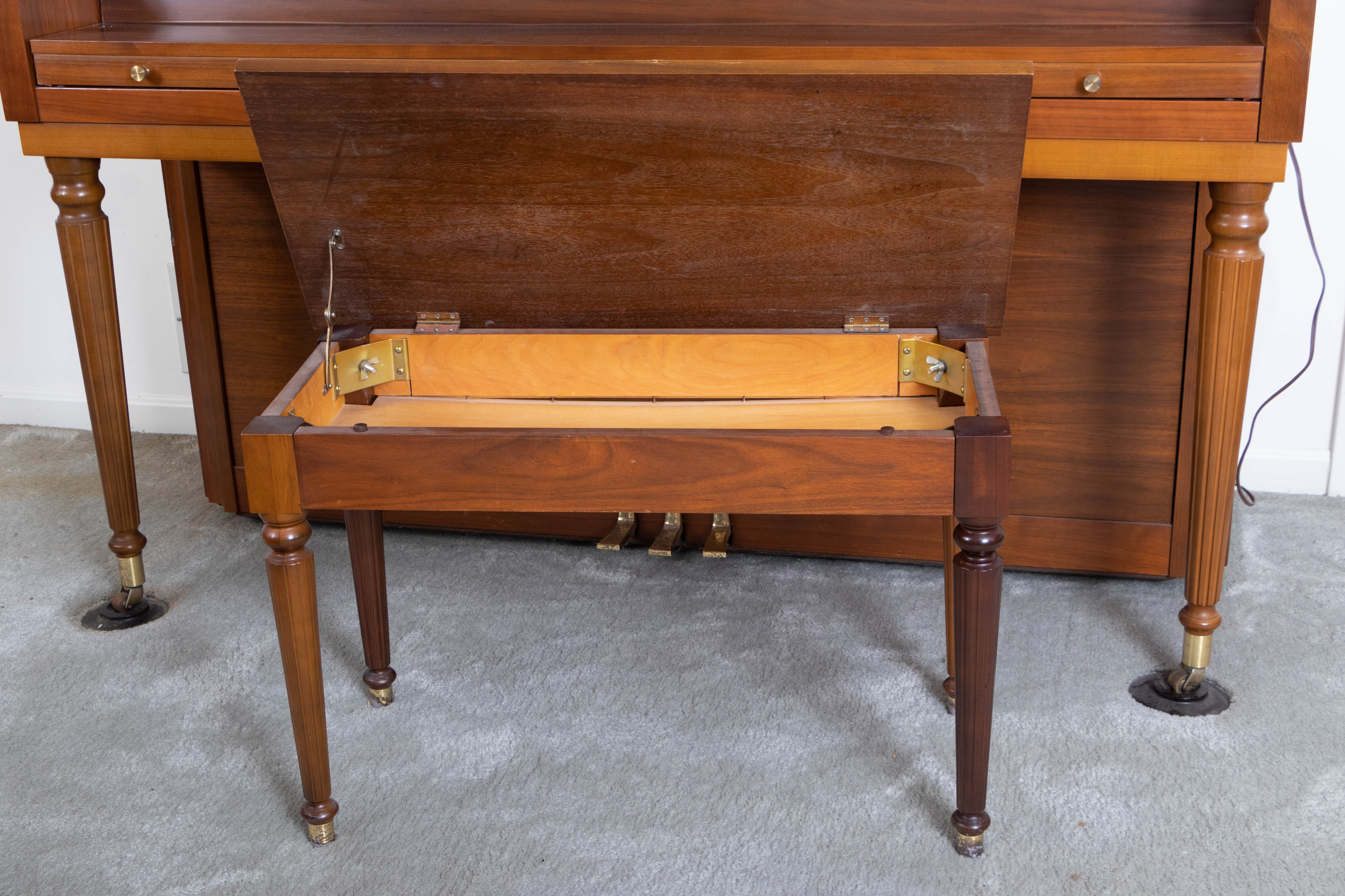 Kawai Walnut Upright Piano and Matching Piano Bench, 1969