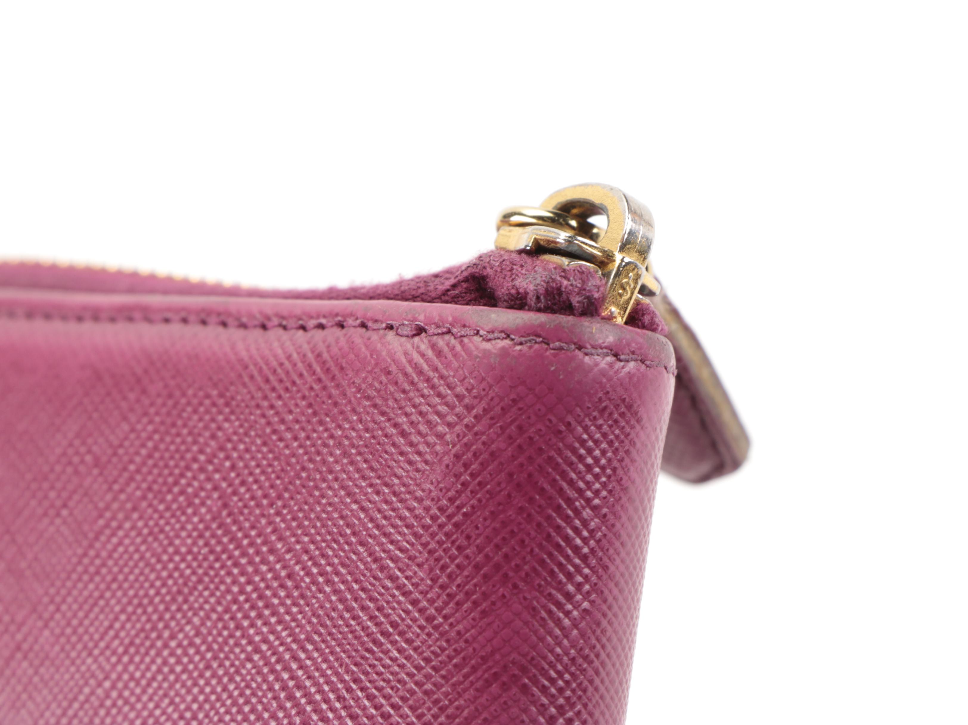 Prada Zip-Around Long Wallet in Dark Fuchsia Saffiano Leather