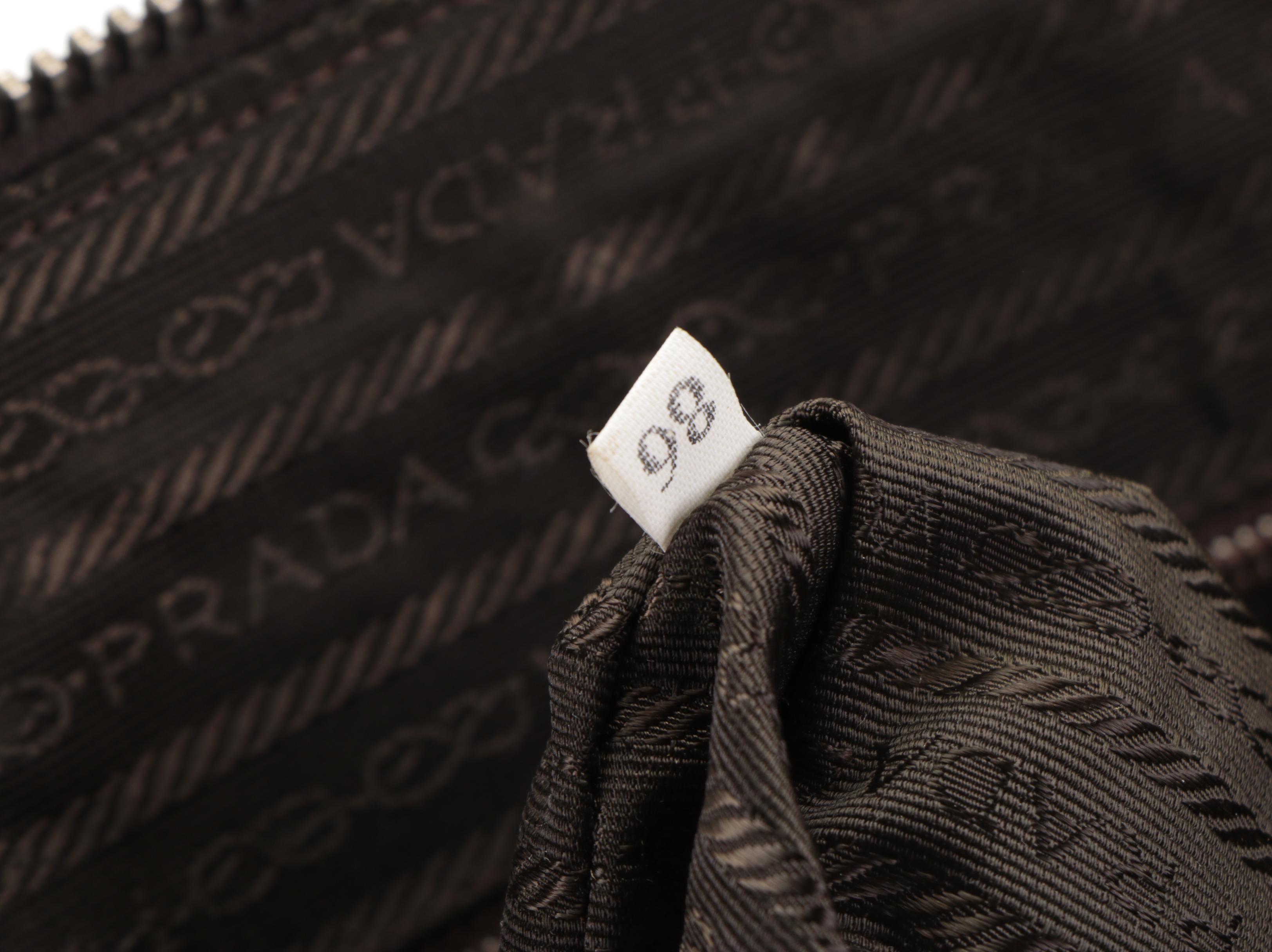 Prada Zip Domed Handbag in Dark Brown Velvet and Leather with Detachable Strap