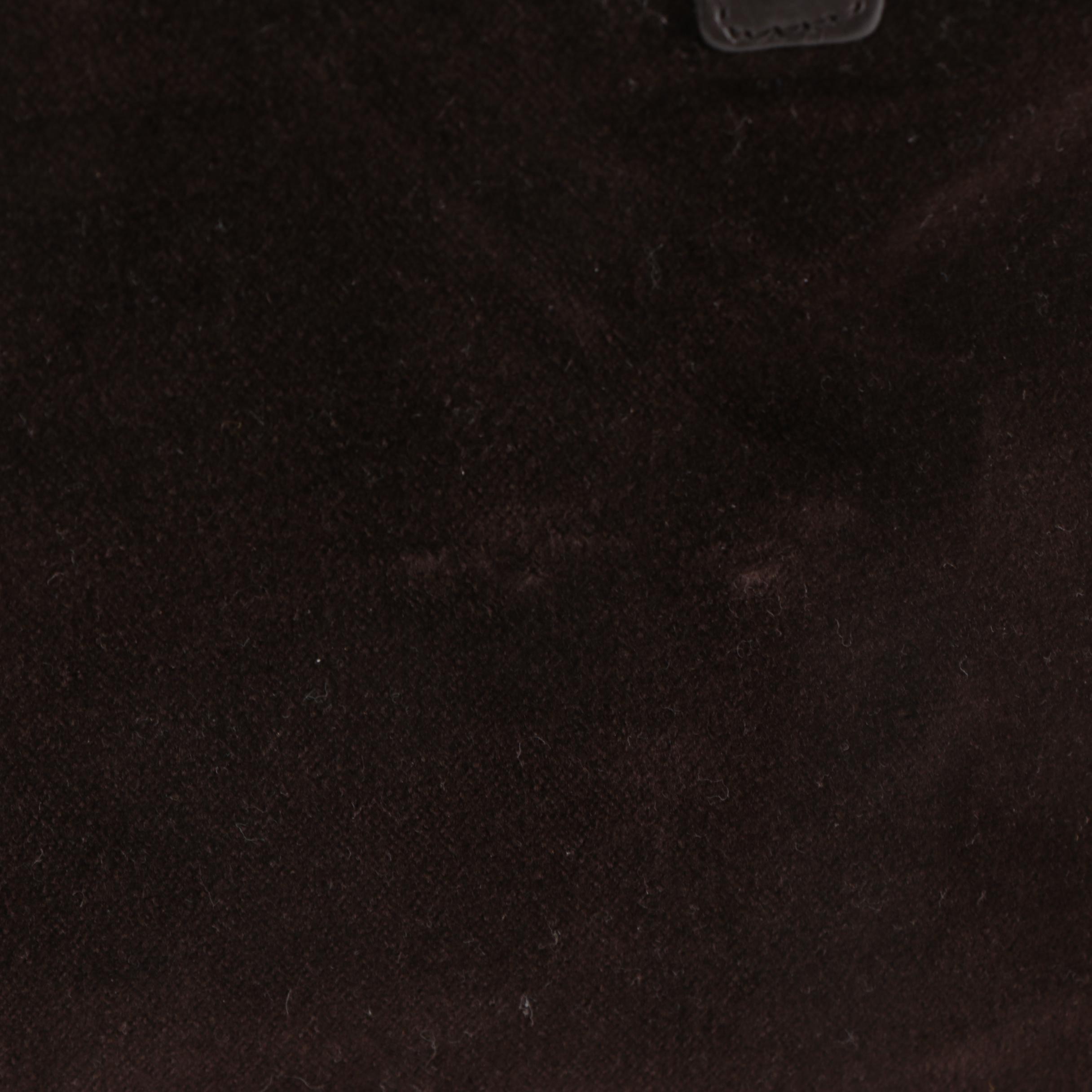 Prada Zip Domed Handbag in Dark Brown Velvet and Leather with Detachable Strap