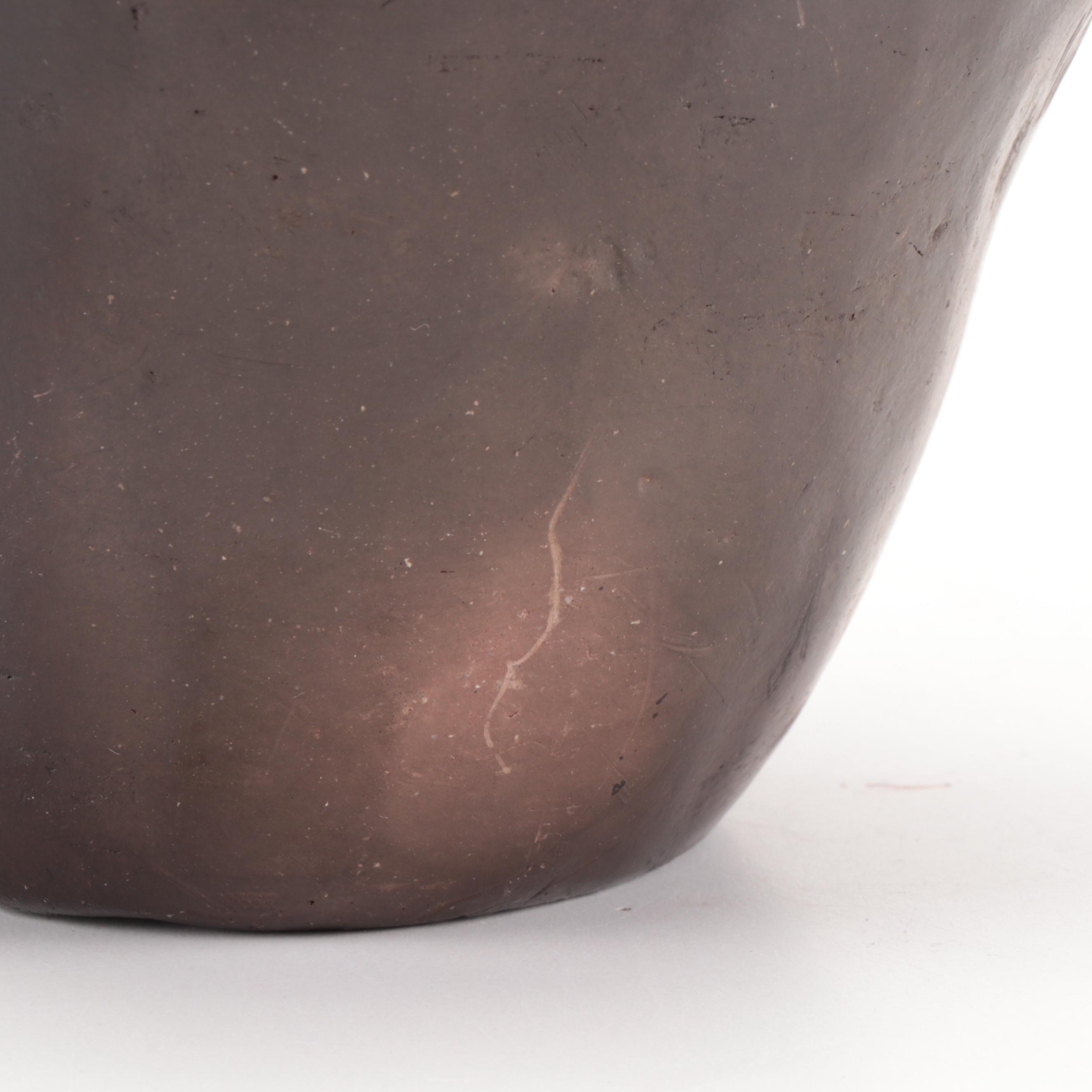 Amanda Swimmer Signed Cherokee Pit Fired Bear Head Pottery Vessel, 20th Century