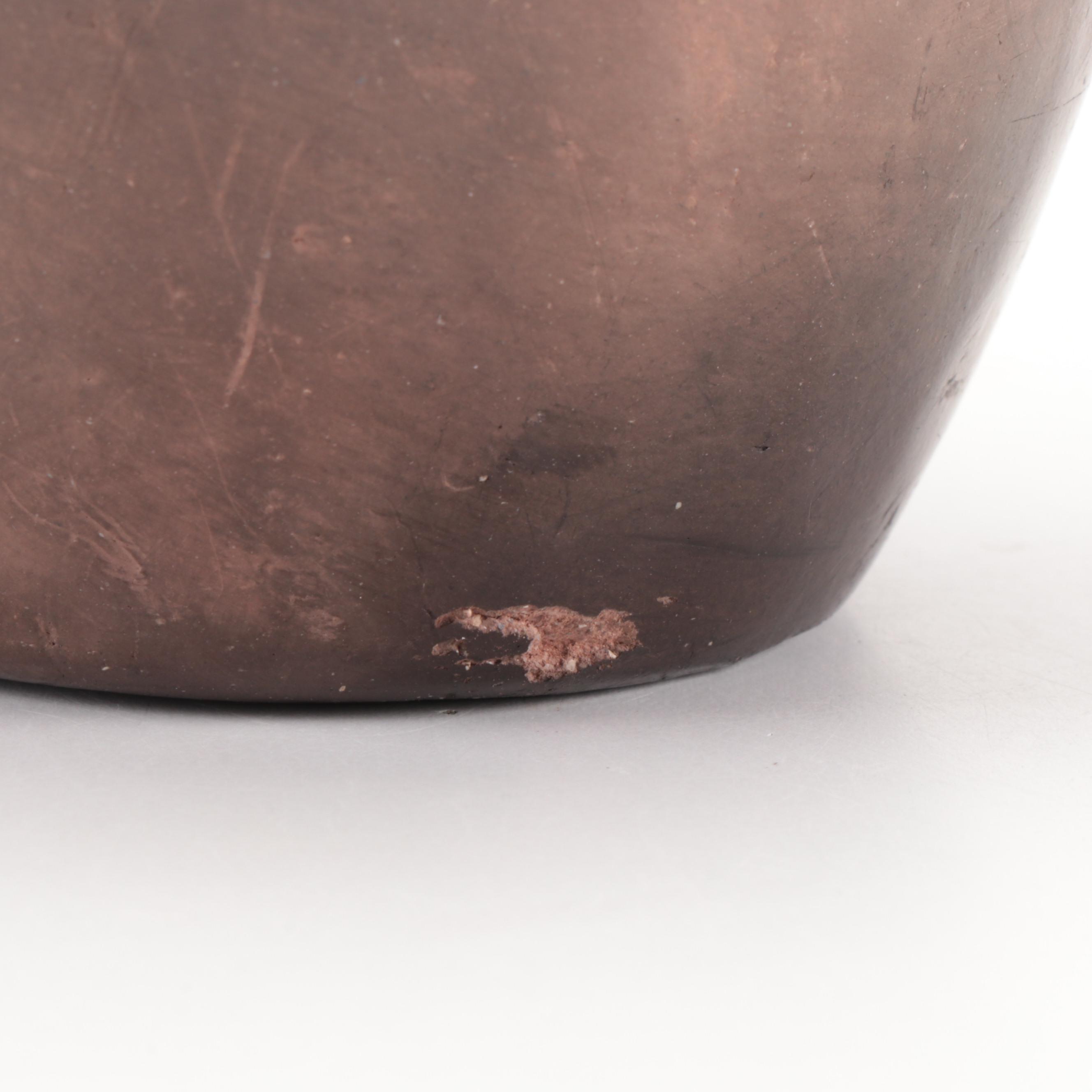 Amanda Swimmer Signed Cherokee Pit Fired Bear Head Pottery Vessel, 20th Century