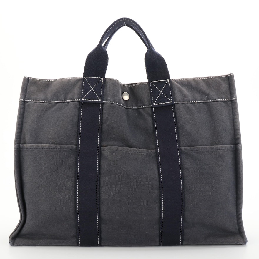 Hermès Fourre Tout Tote Bag in Slate Grey Cotton Canvas