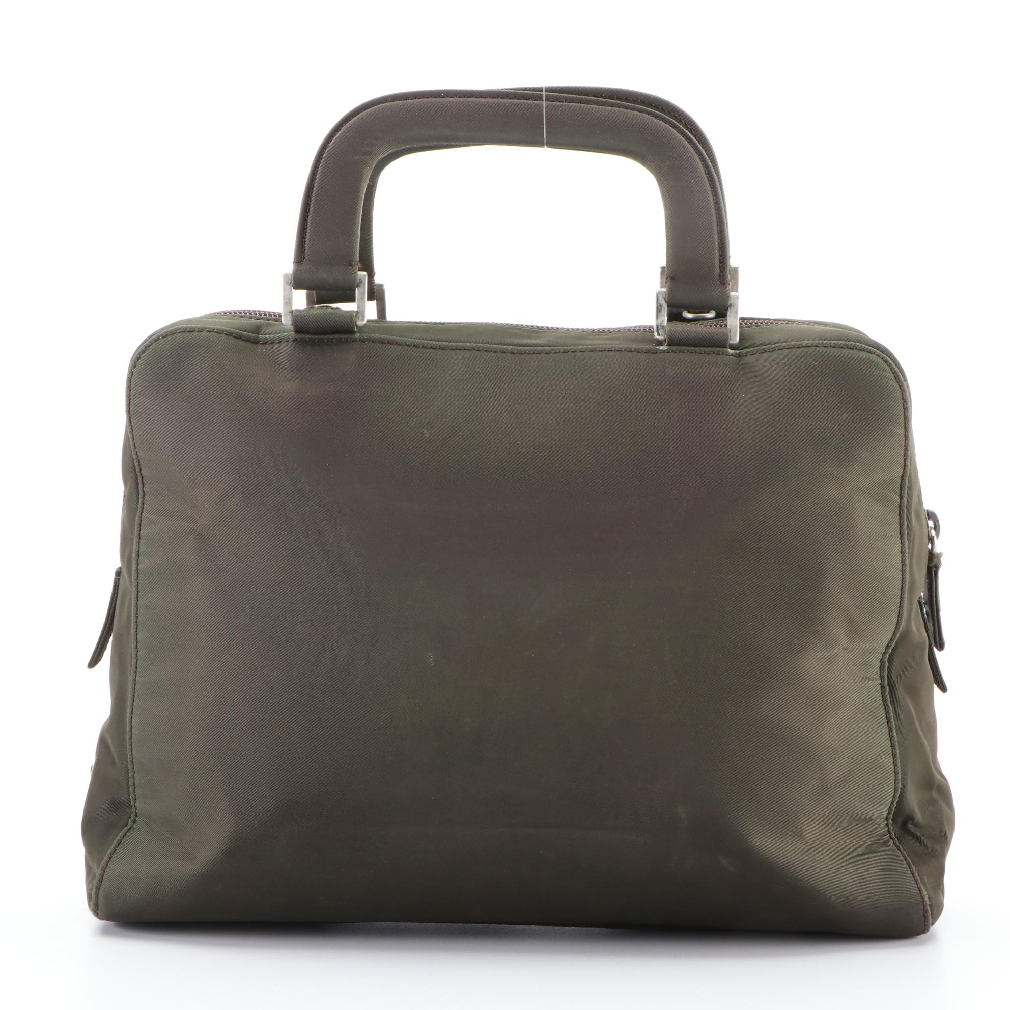 Prada Two-Way Bag B8898 in Dark Olive Green Tessuto Nastro